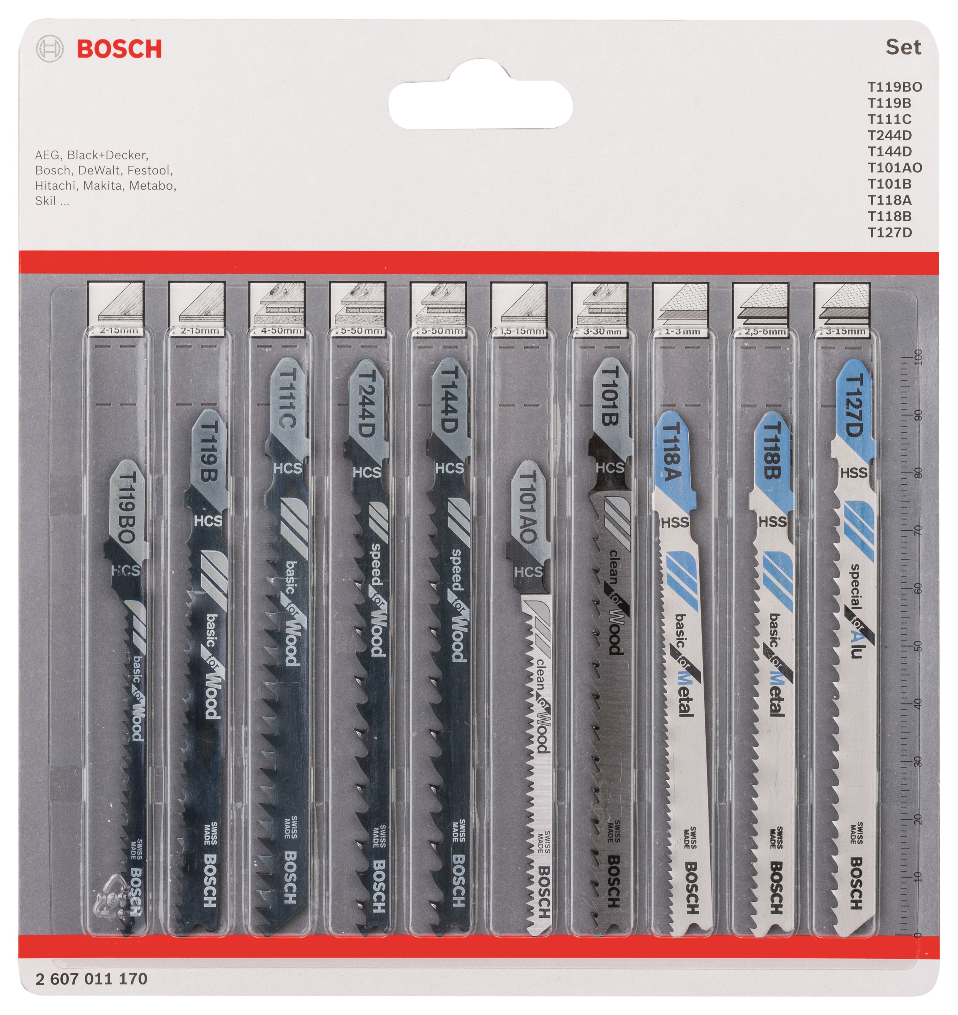 Bosch Stiksavklingesæt Træ/metal 10stk - Stichsaegen