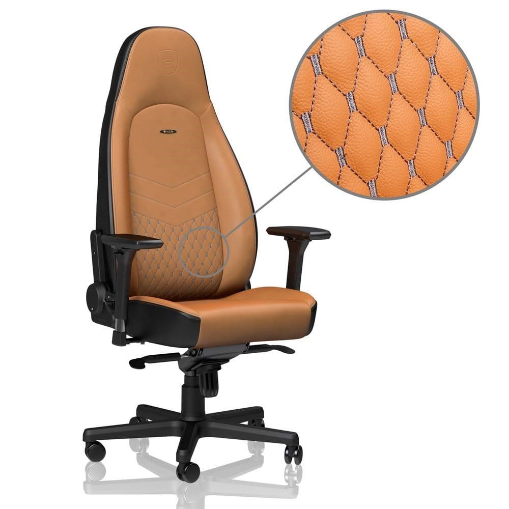 Noblechairs Icon Series Real Leather - Cognac / Black Gaming Stuhl - Braun / Schwarz - Leder - Bis zu 150 kg - Gaming Stuehle