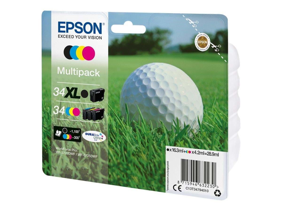 Epson 34xl - 4 Pakker - XL - Sort Gul Cyan Magenta - Original - Blækpatron - Druckerzubehoer Tinte Toner C13t34794020