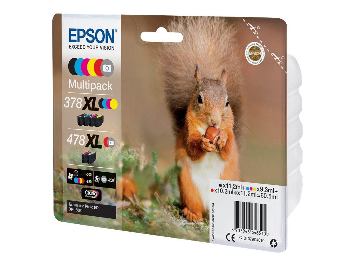 Epson 378xl / 478xl Multipack 6-pack Ink (Grey Black Yellow Cyan Magenta Red) - Druckerzubehoer Tinte Toner Multicolor C13t379d4010