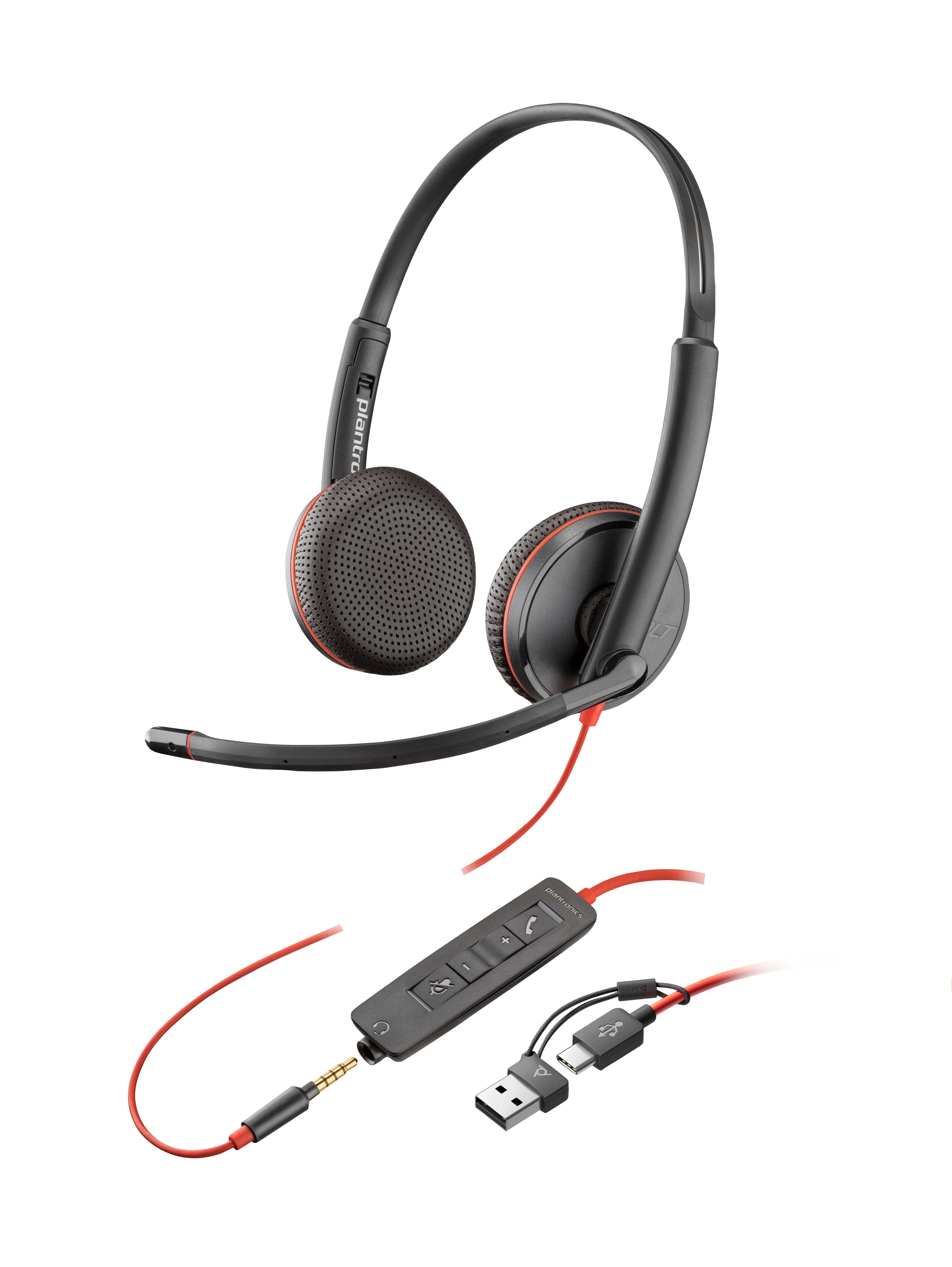 Kopfhörer - HP Poly Blackwire 3225 Stereo Usb-c Headset +3.5mm Plug +Usb-c/a Adapter (Bulk) (8x229a6) - Kopfhoerer/headsets