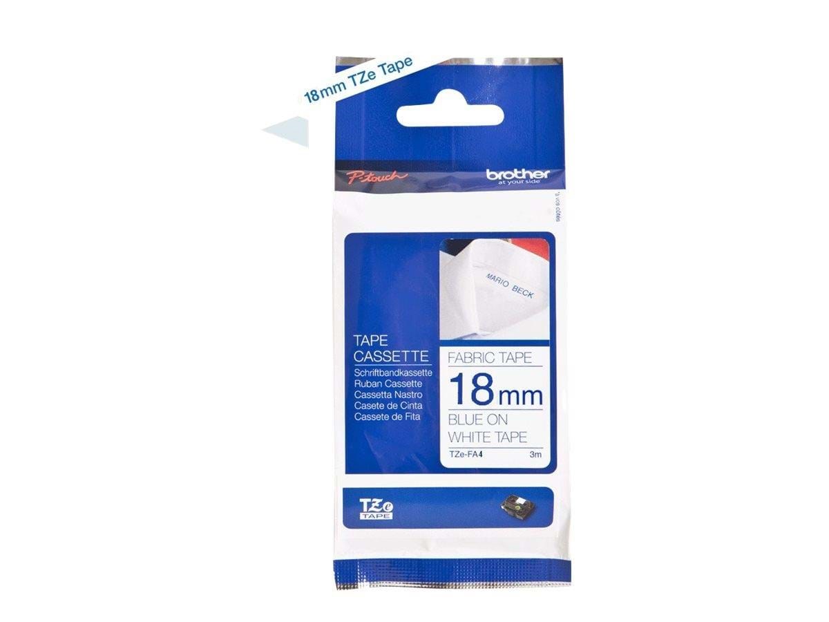 Brother Tape Tzefa4b 18mm Blue on White Background - Papier Fotopapier Und Etiketten