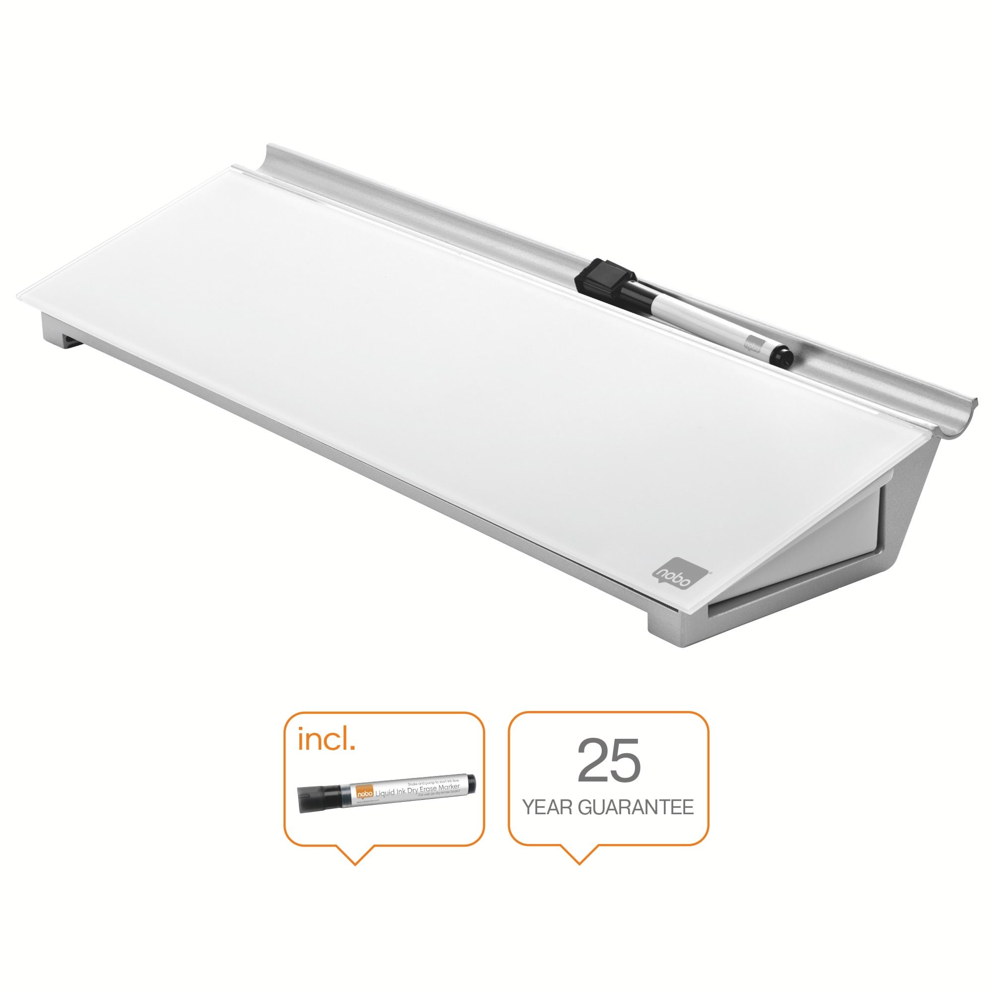 Nobo Nobo Schreibtisch-whiteboard Aus Glas, Weiß - Schreibtischzubehoer