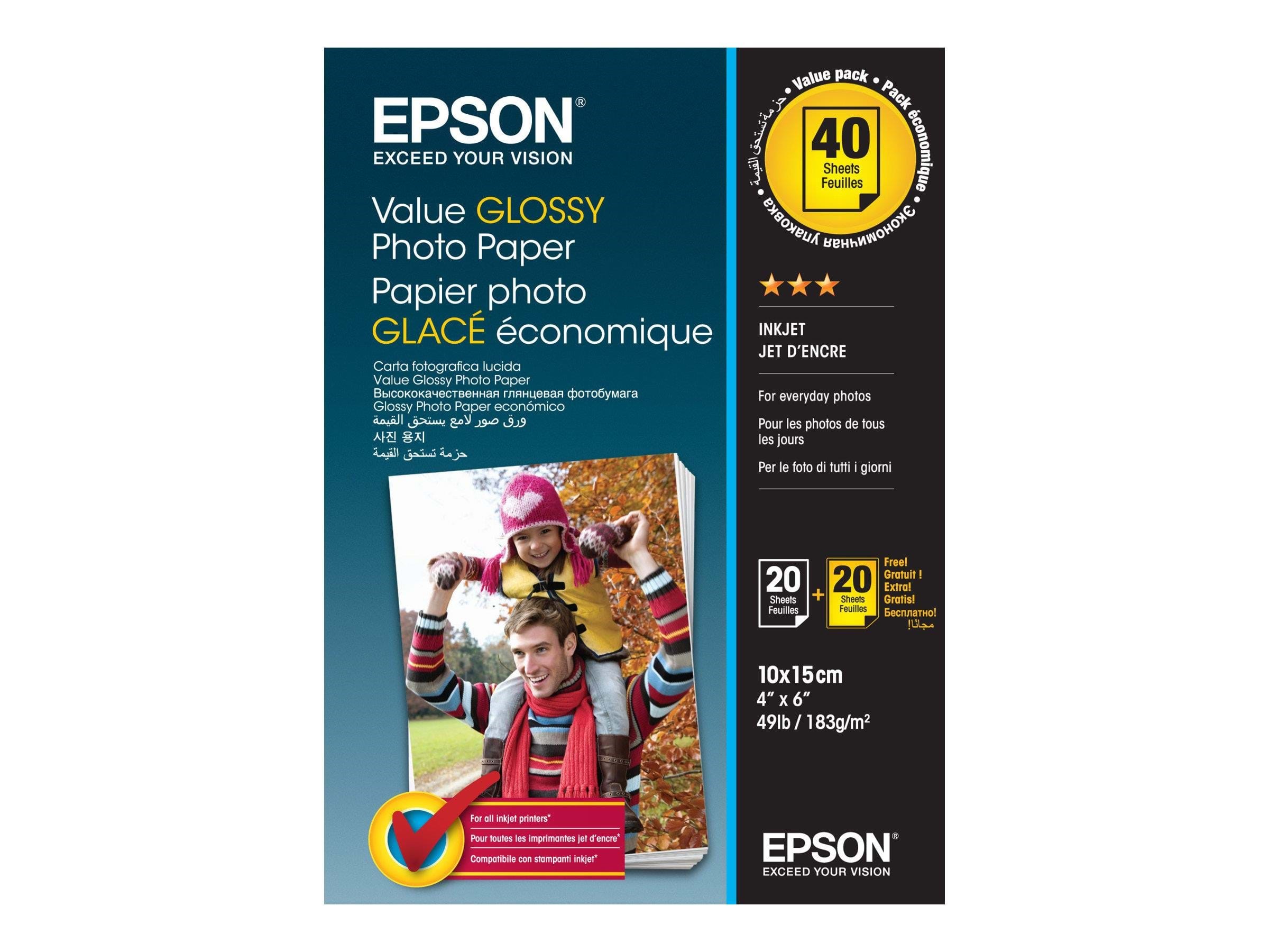 Epson Value Photo Paper Glossy - Fotopapir - 20 Ark - Papier Fotopapier Und Etiketten C13s400044