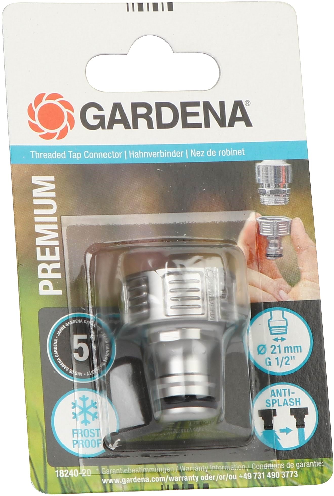 Gardena Premium Hahnverbinder 21 mm (G 1/2") - Gartenbewaesserung
