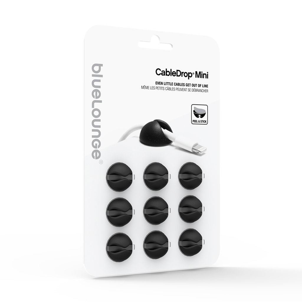 Bluelounge Design Cabledrop Mini - Black - 9-pack - Kabelkanal Kabelschlauch