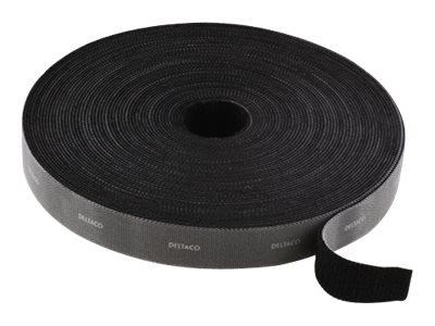 Deltaco Velcrobånd - 5m - Black - Kabelkanal Kabelschlauch Schwarz Cm2005s