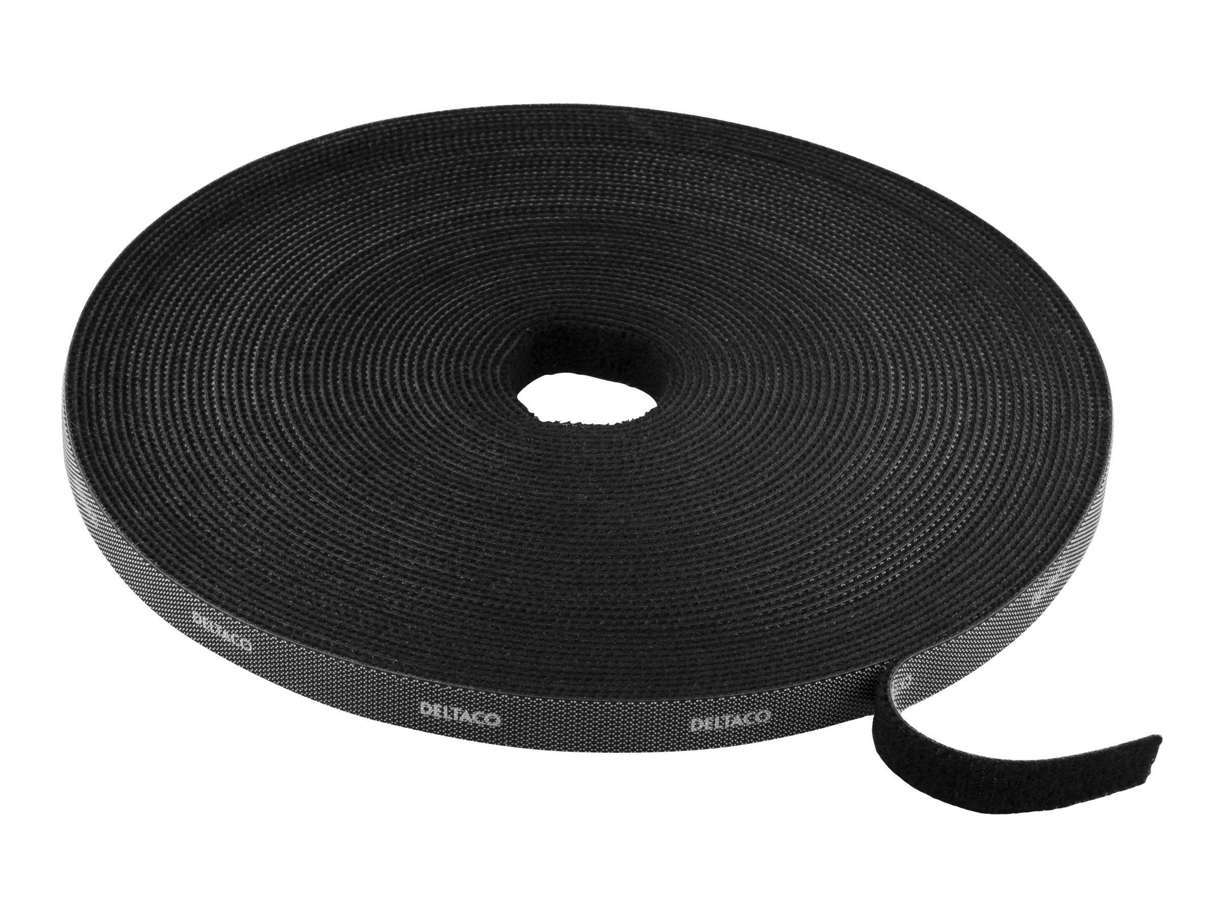 Deltaco Velcro Cable Tie Roll - 15m - Black - Kabelkanal Kabelschlauch Schwarz Cm1015s