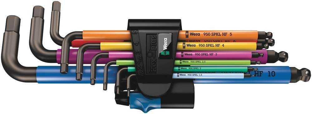 Wera 950 Spkl/9 SM HF Multicolour Winkelschlüsselsatz, Metrisch, Blacklaser, Mit Haltefunktion, 9-teilig - Handwerkzeuge