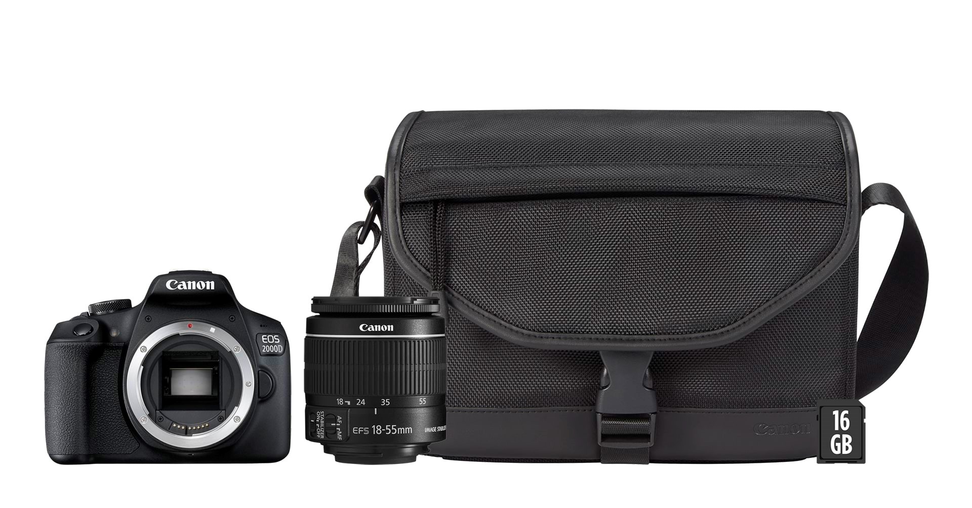 Canon Eos 2000d 18-55mm IS II + Sb130 Bag + 16gb SD Card - Digital Kameras