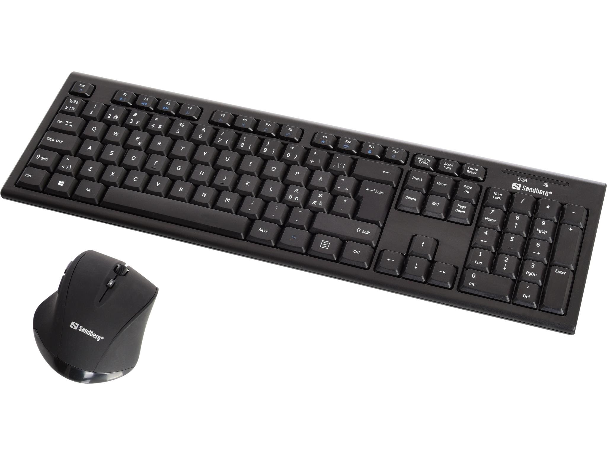 Sandberg Wireless Office Desktop Set - Tastatur & Maus Set - Nordic Iso - Schwarz - Tastaturen 631-20