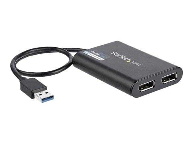 Usb to Dual Displayport Adapter - 4K 60hz - Usb 3.0 (5gbps) - External Video Adapter - Displaylink Dl-6950 - Black - Display Kabel