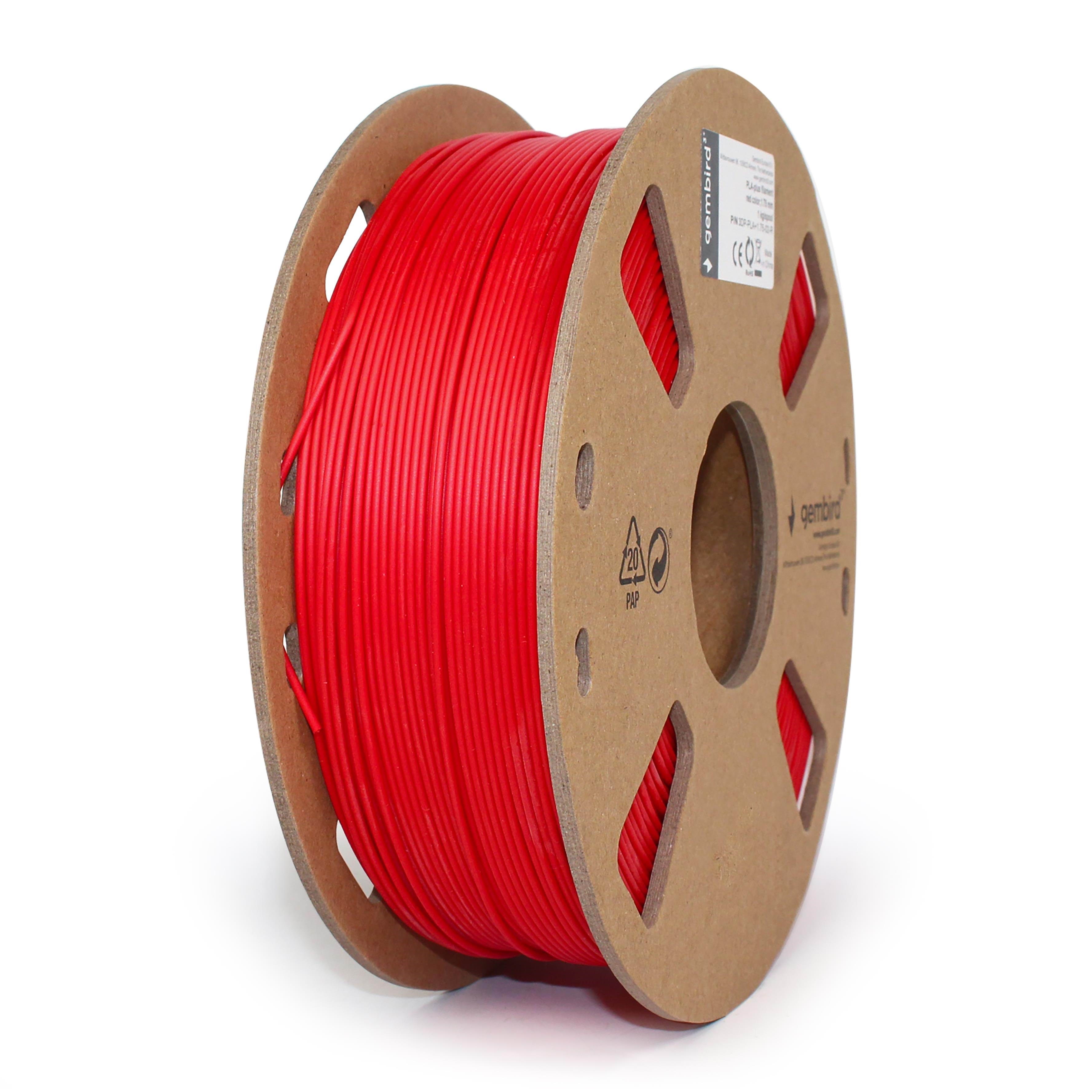 Gembird Pla Filament - Rot - 1.75mm ø - 1 kg - Filament 3D Drucker 3dp-pla1.75-01-r