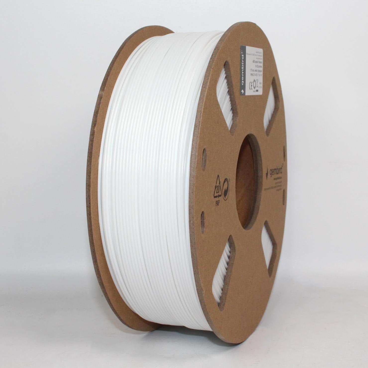 Gembird Abs Filament - White - 1.75mm ø - 1 kg - Filament 3D Drucker 3dp-abs1.75-01-w
