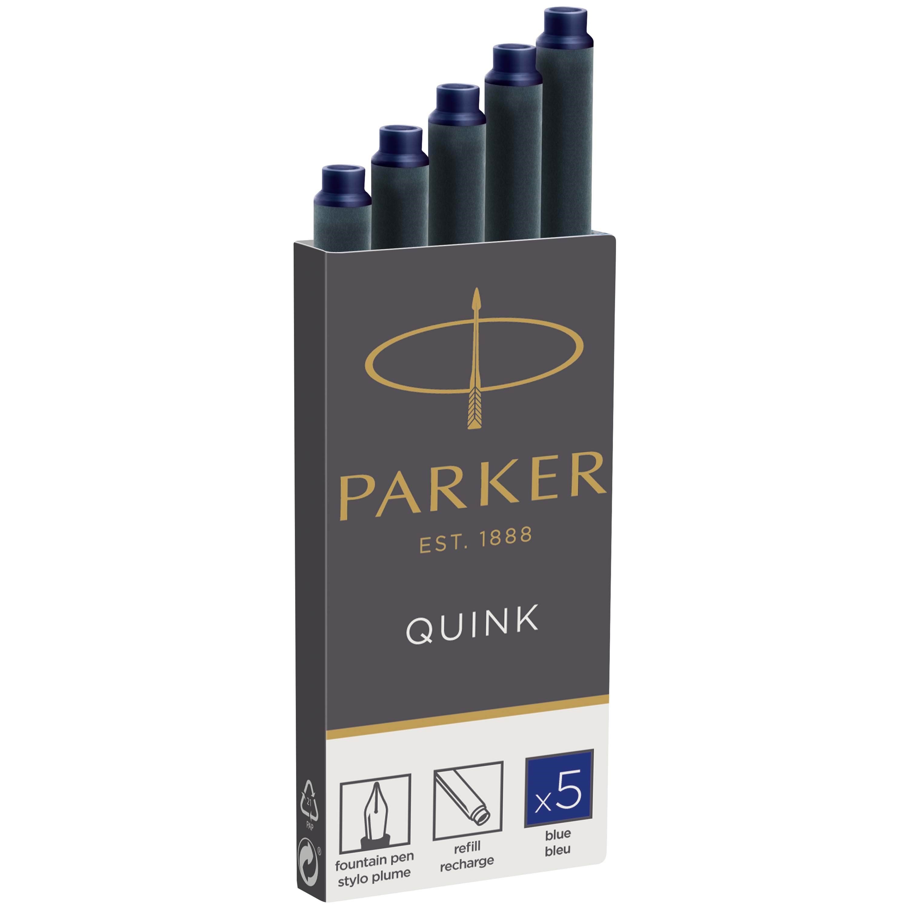 Parker Tintenpatronen Für Füller | Lange Patronen | Blaue Quink Tinte | 5stück - Utensilien Zum Schreiben Und Zeichnen S0116240