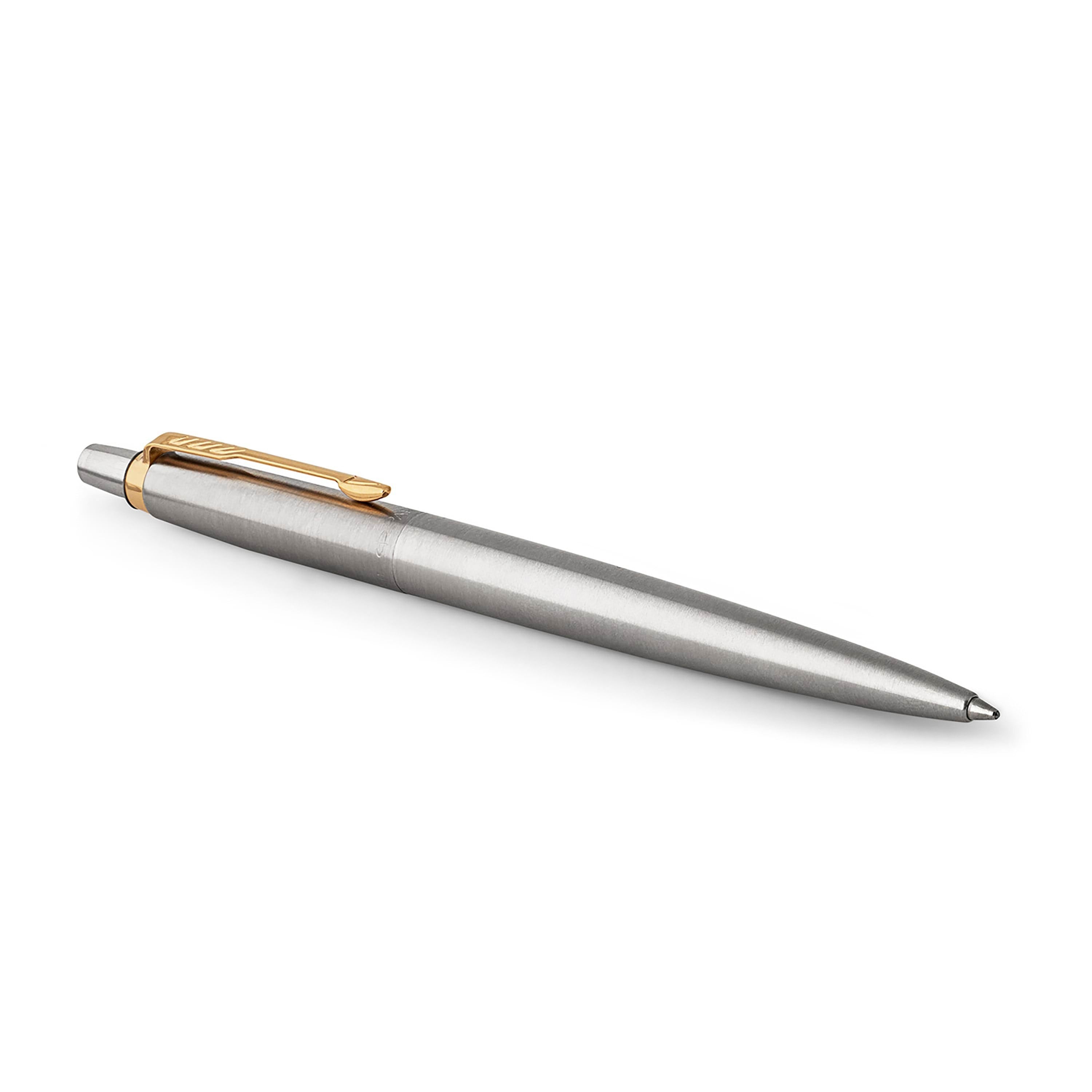 Parker Jotter Kugelschreiber | Edelstahl Mit Goldzierteile | Mittlere Spitze | Blaue Tinte | Geschenkbox - Utensilien Zum Schreiben Und Zeichnen