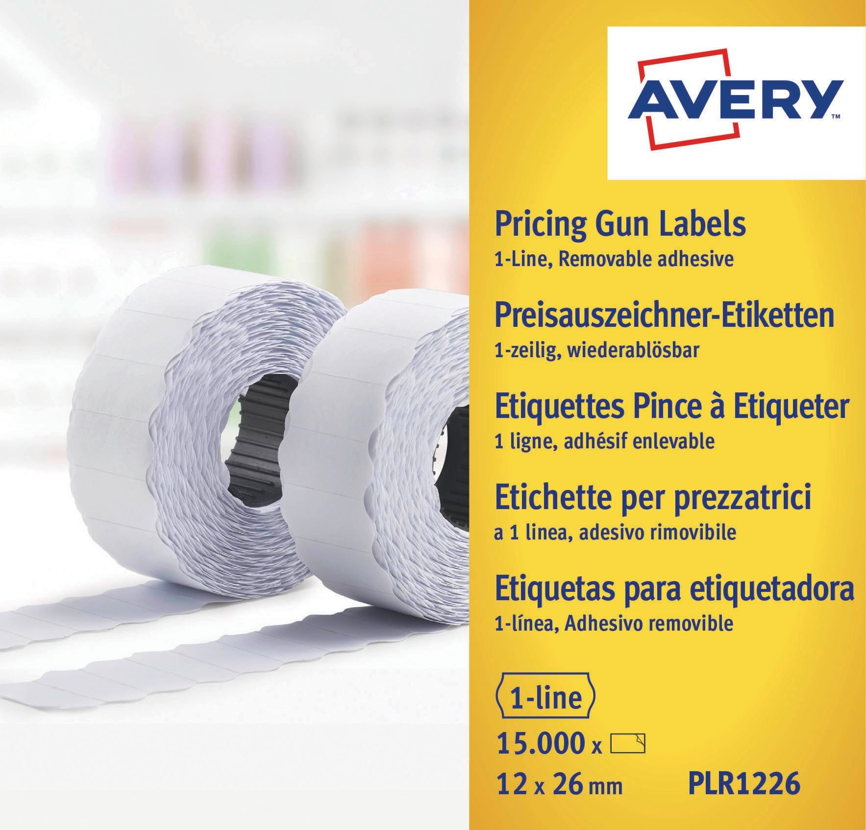 Avery Labels on Roll For 1 Line Pricing Gun up to 8 Digits Removable White - Papier Fotopapier Und Etiketten