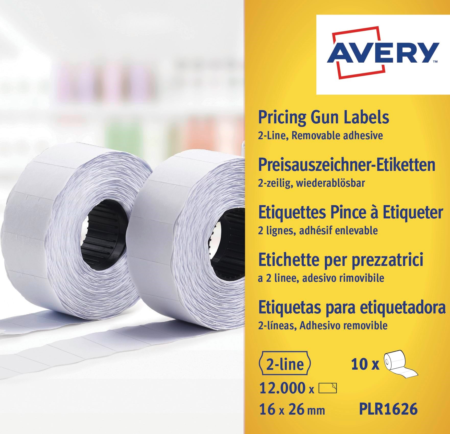 Avery Labels on Roll For 2 Lines Pricing Gun up to 18 Digits Removable White - Papier Fotopapier Und Etiketten Plr1626