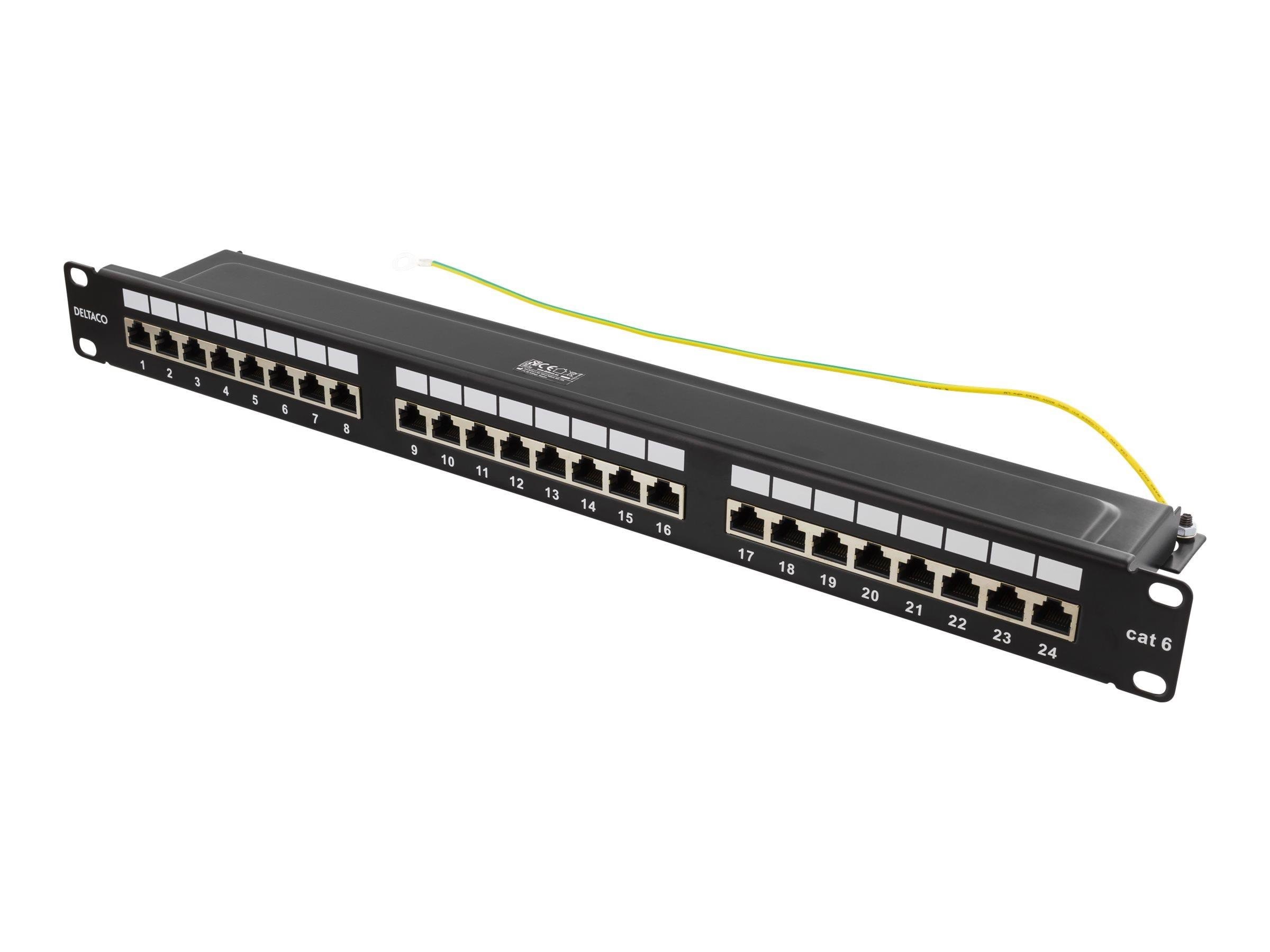 Deltaco Pan-201 Stp Patch Panel 24xrj45 Cat6 1U 19" Metal Black - Netzwerkzubehoer