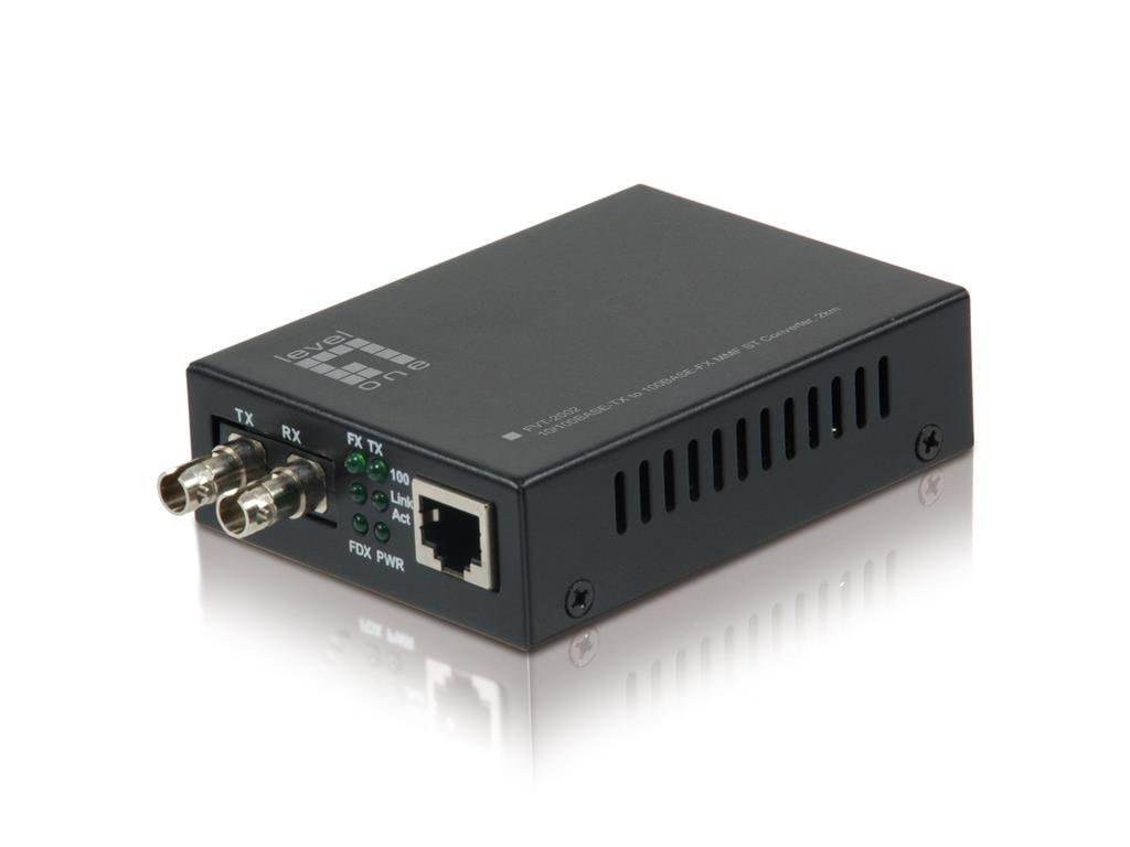 Levelone Fvt-2002 J45 to ST Fast Ethernet Media Converter Multi-mode Fiber 1310nm 2km - Repeater Transceiver