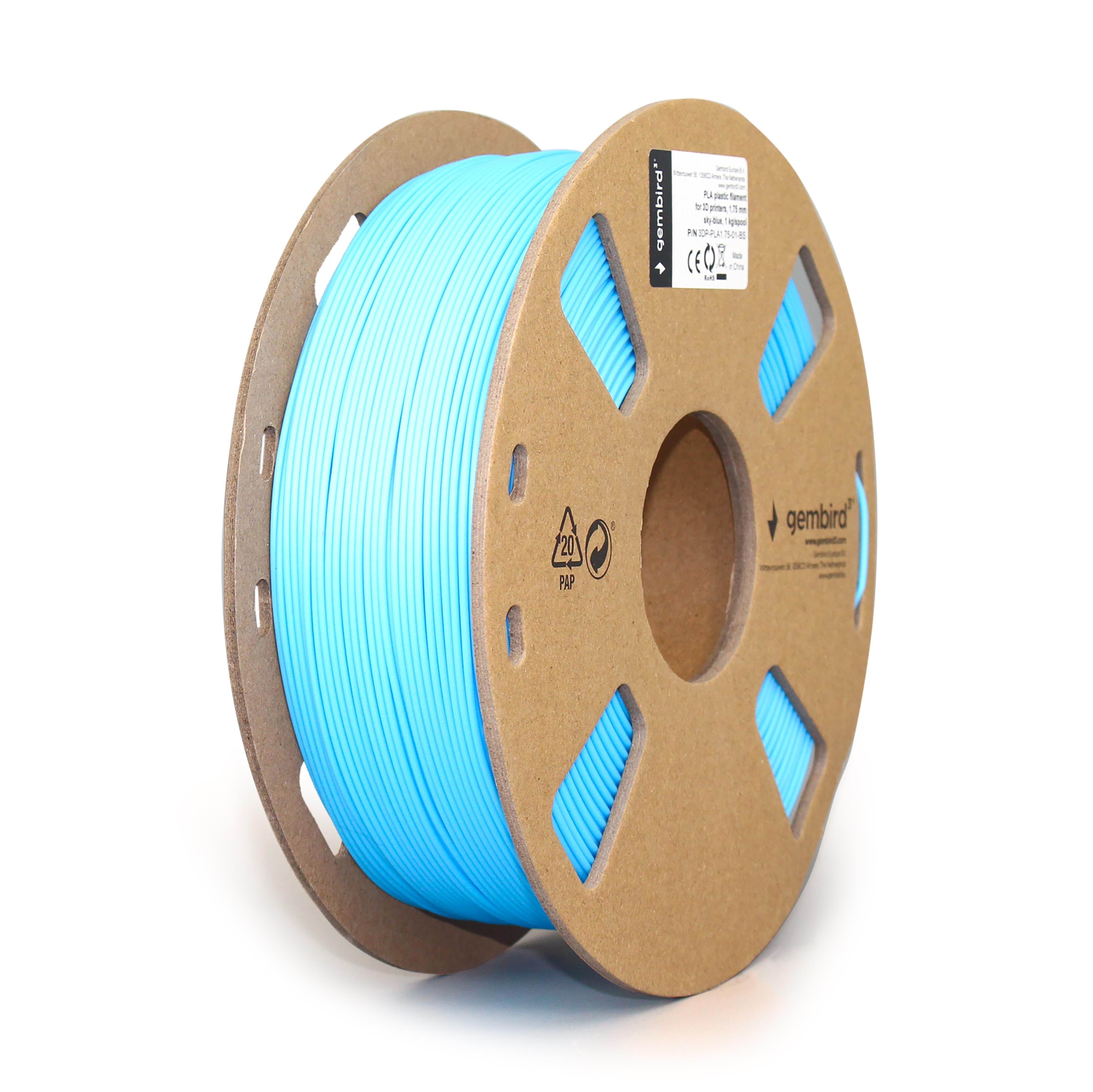Gembird Pla Filament - Himmelblau - 1.75mm ø - 1 kg - Filament 3D Drucker 3dp-pla1.75-01-bs