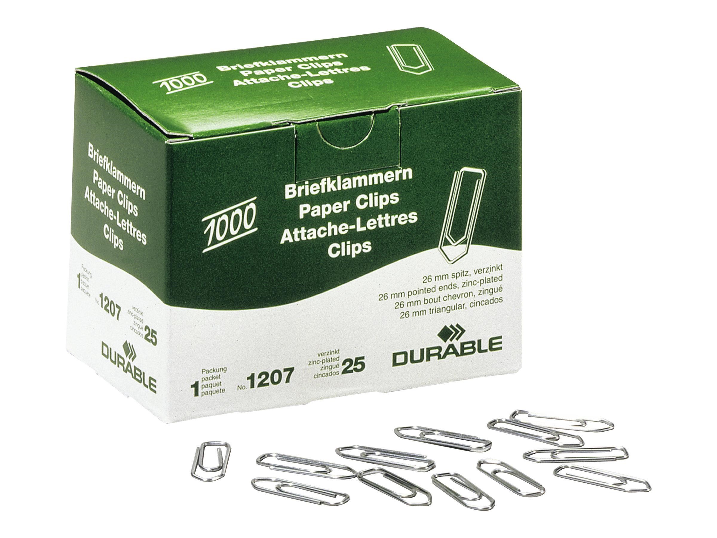 Durable Paper Clips 26 mm Zinc-plated Pack of 1000 - Schreibtischzubehoer 1207-25
