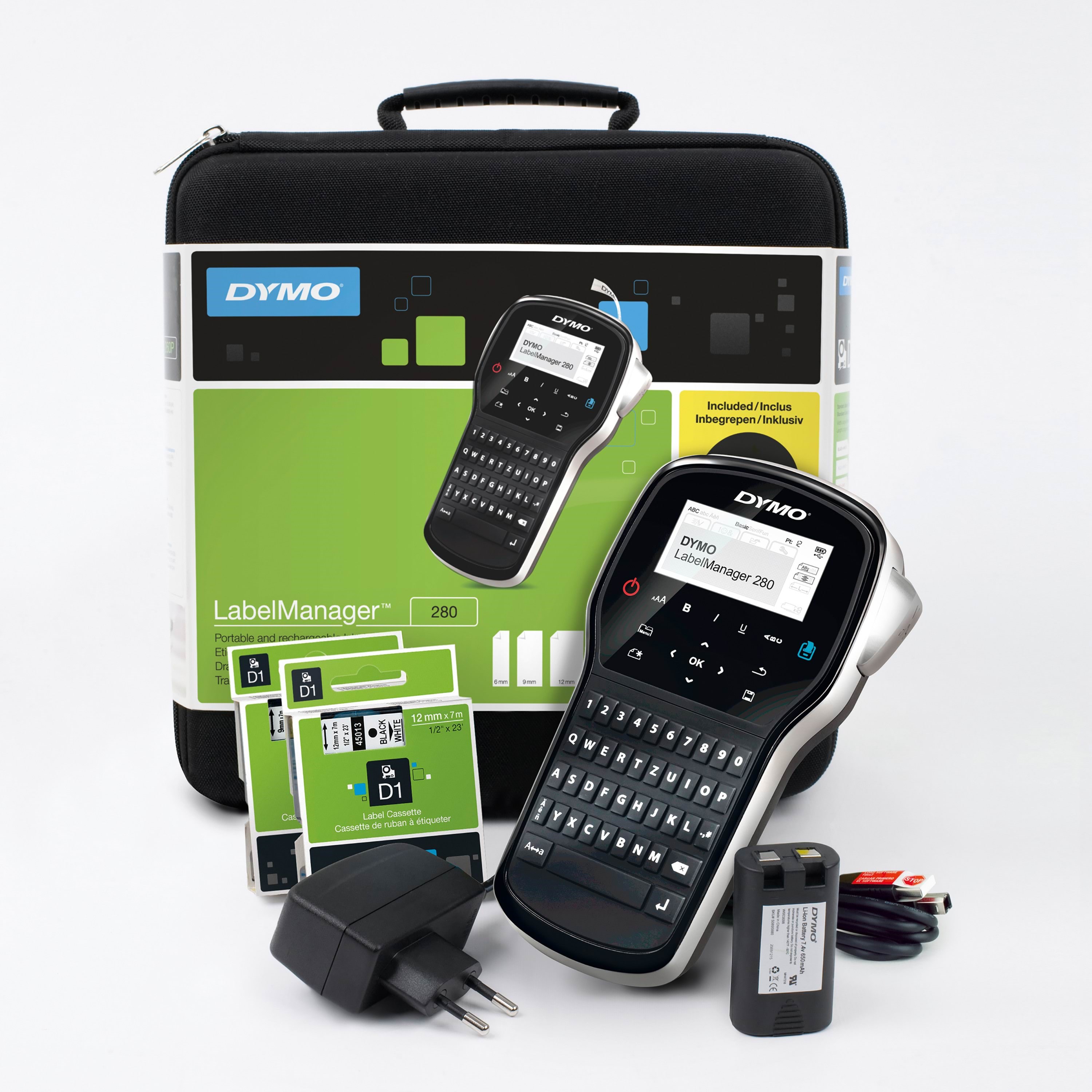 Dymo Labelmanager 280 Etikettendrucker Mit 2 Rollen D1 Etiketten & Tragetasche - Label Drucker 2091152
