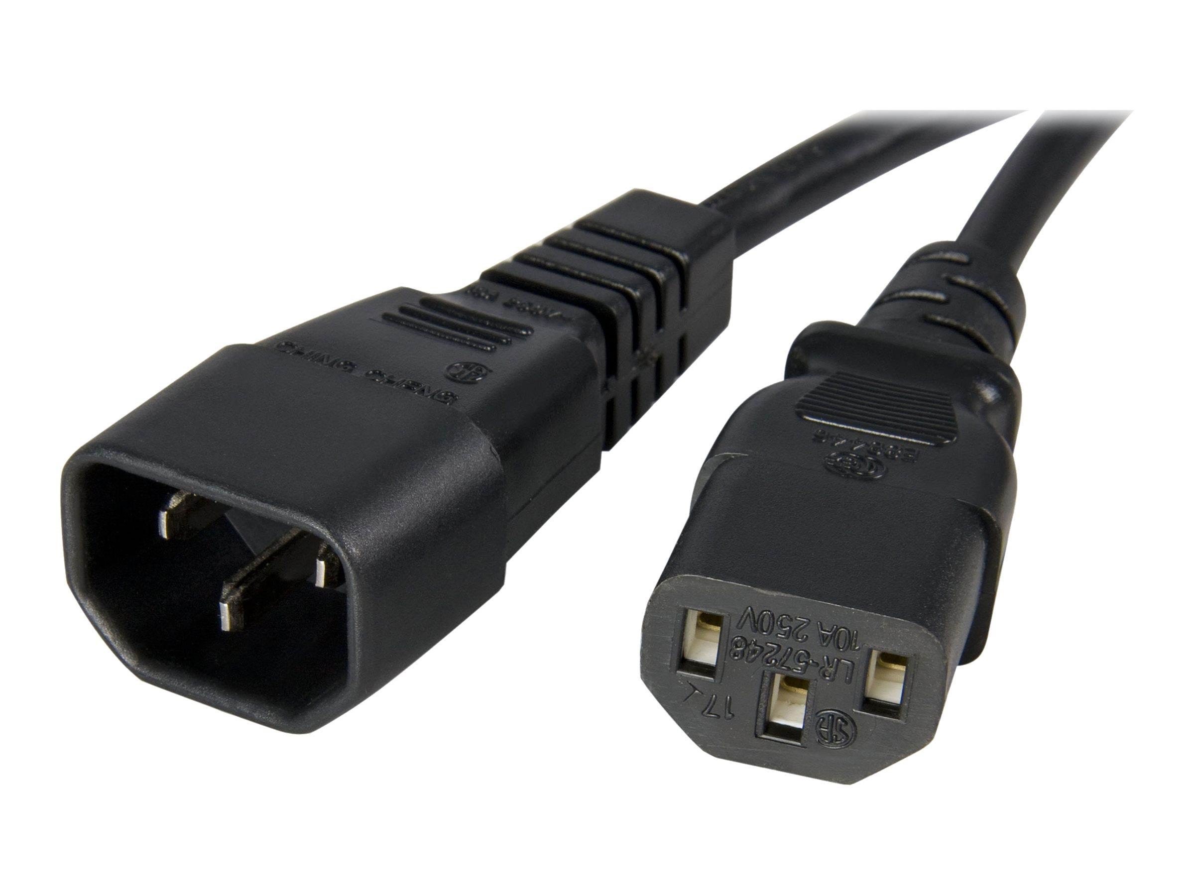 Standard Computer Power Cord Extension C14 to C13 - Power Extension Cable - 1 m - Stromkabel Extern