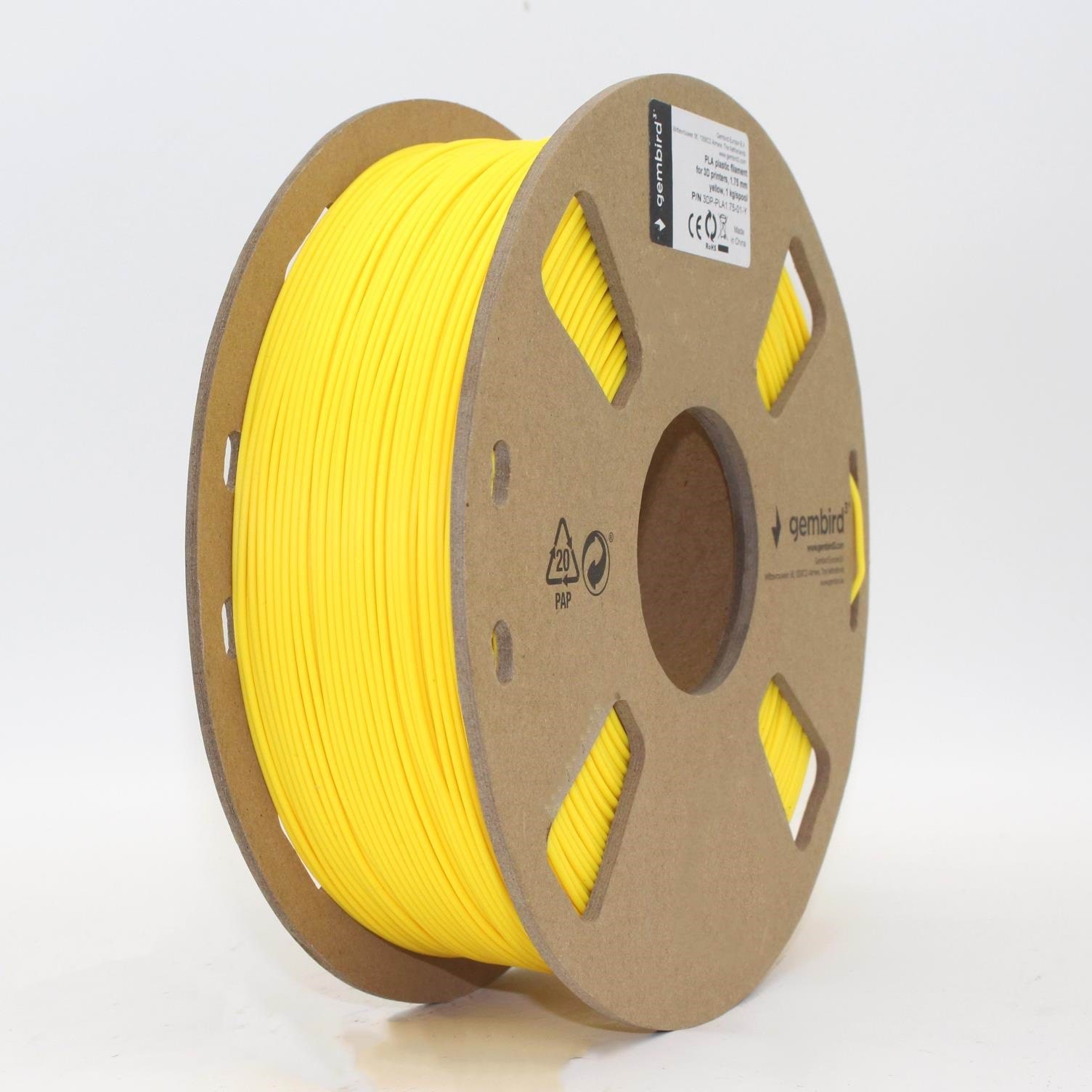 Gembird Pla Filament - Yellow - 1.75mm ø - 1 kg - Filament 3D Drucker