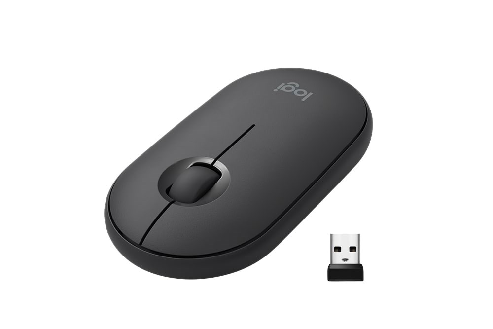 Logitech M350 Pebble Wireless Mouse - Graphite - Maus (Schwarz)