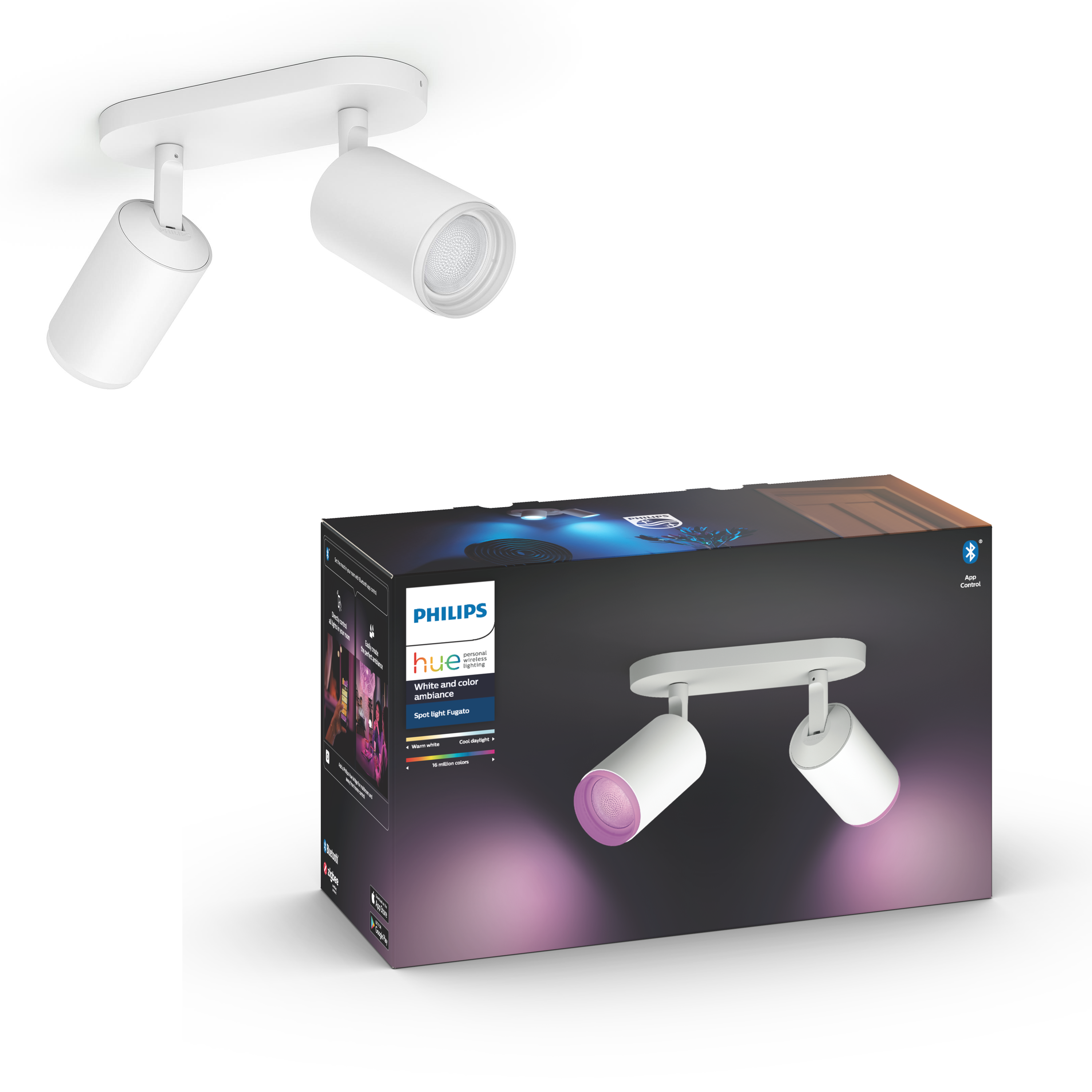 Philips Hue Fugato 2-er Spots 5.7W - Weiß - Smart Home