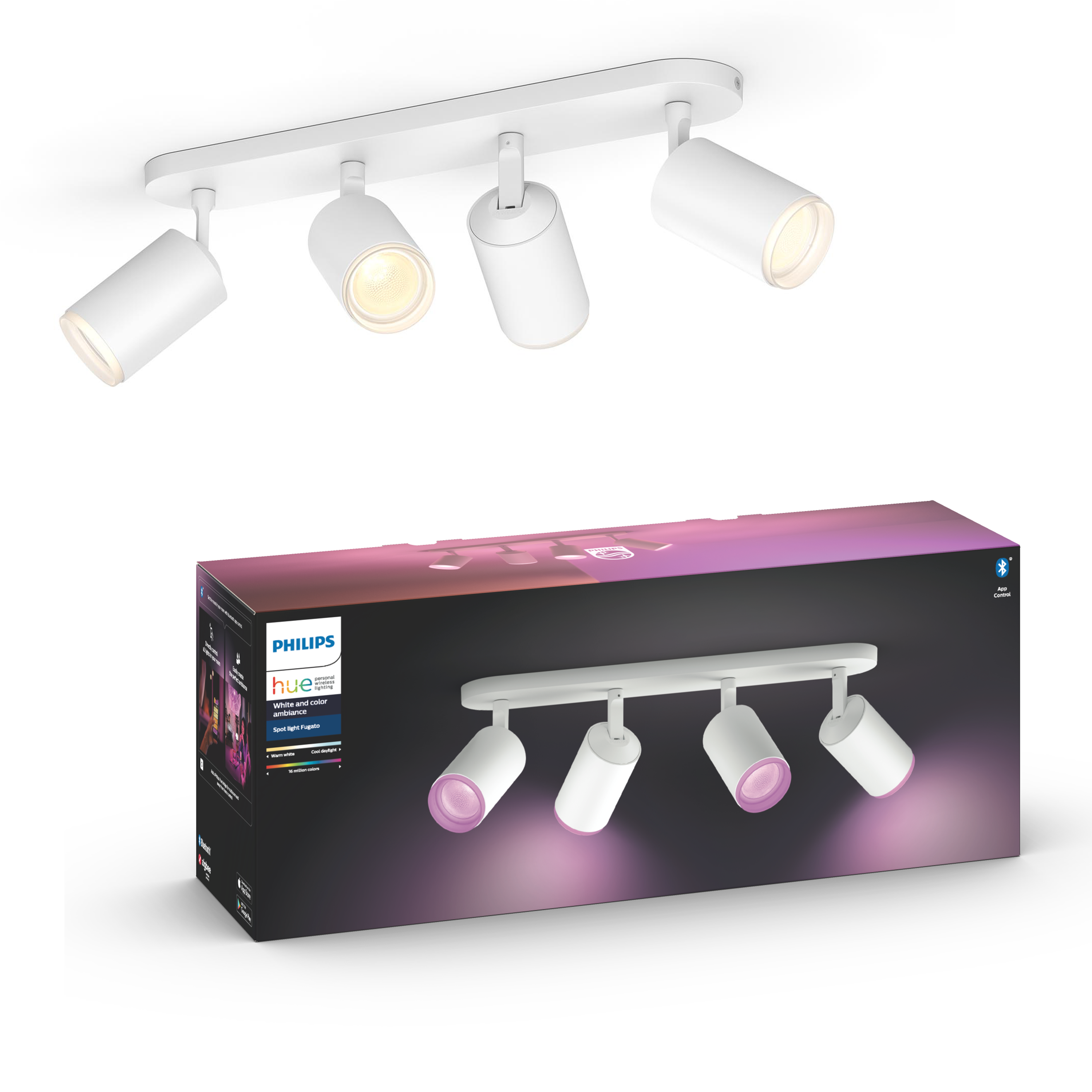 Philips Hue Fugato 4-er Spots 5.7W - Weiß - Smart Home