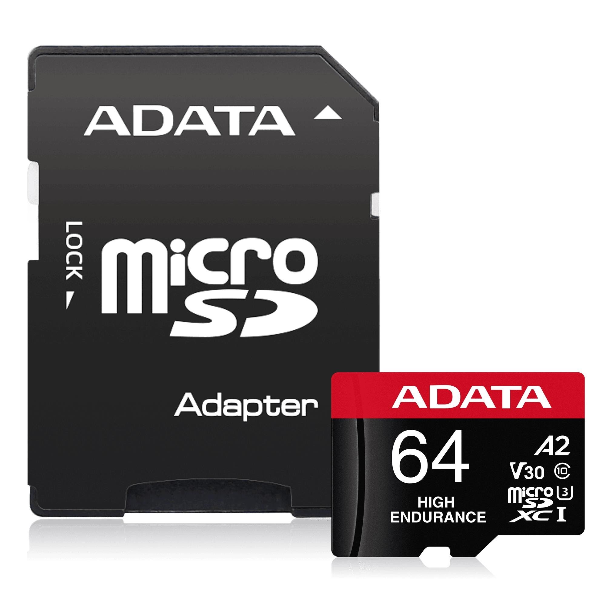 A-data High Endurance Microsd/sd - 100mb/s - 64gb - Speicherkarten Ausdx64gui3v30sha2-ra1