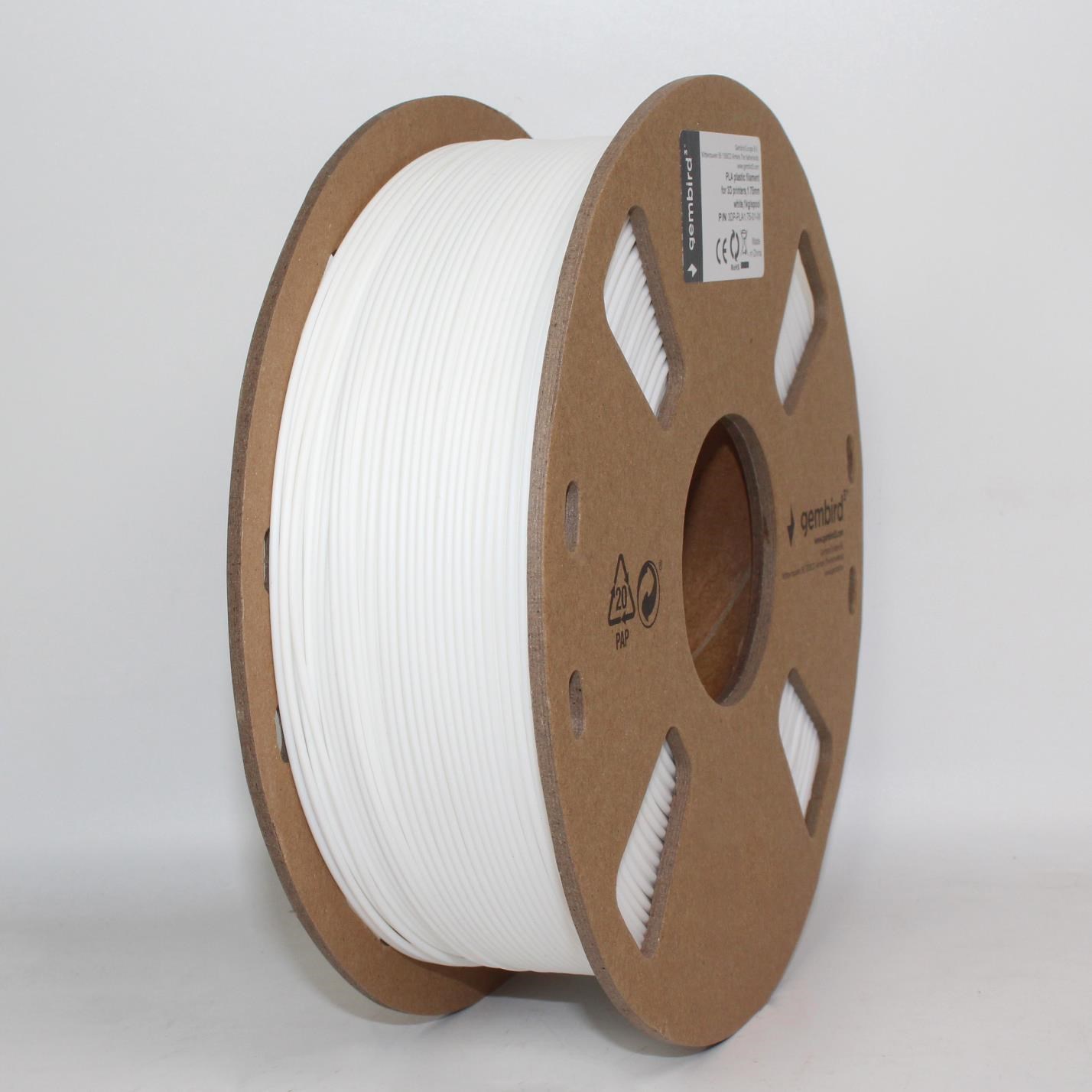 Gembird Pla Filament - White - 1.75mm ø - 1 kg - Filament 3D Drucker 3dp-pla1.75-01-w