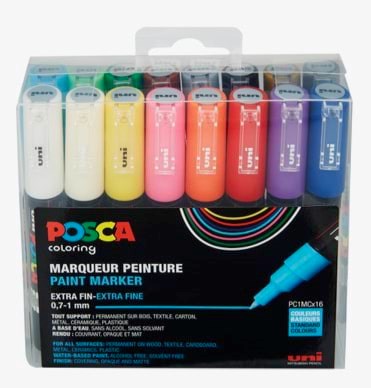 Posca Marker Set Pc-1m 16 Assorted Standard Colours - Utensilien Zum Schreiben Und Zeichnen 401635