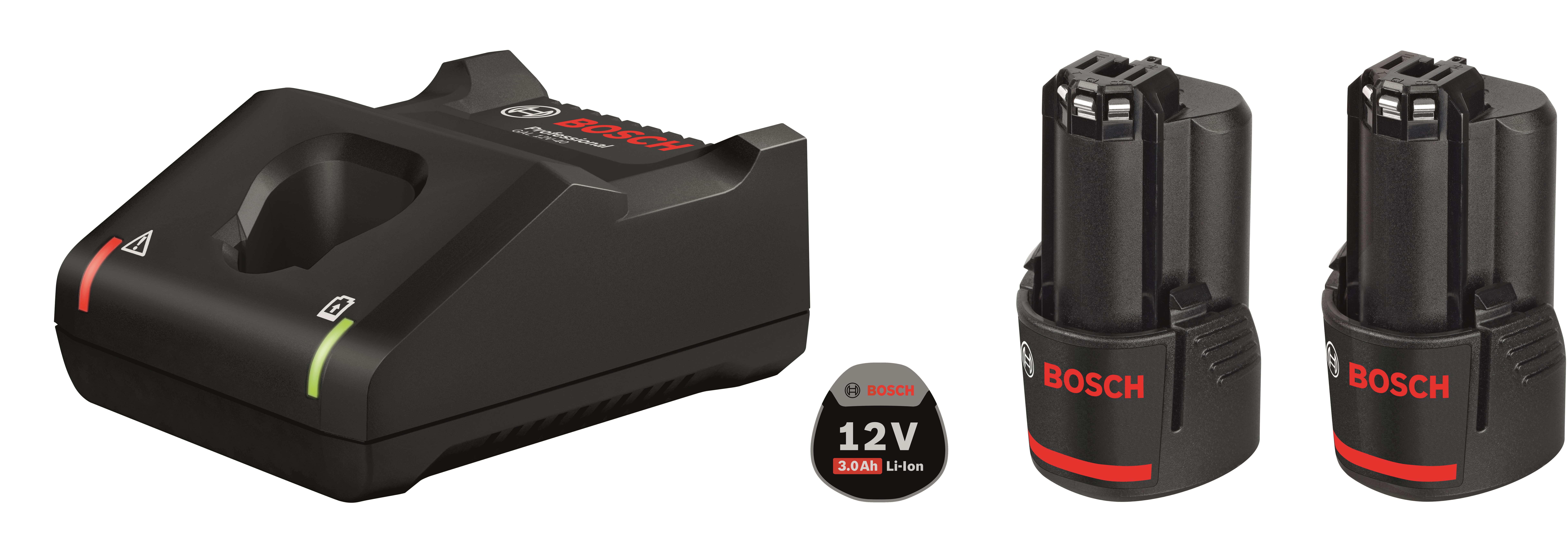 Bosch Professional 1600a019rd Blue 12v Battery Pack 2×3.0ah With Charger - Akkus Ladegeraete