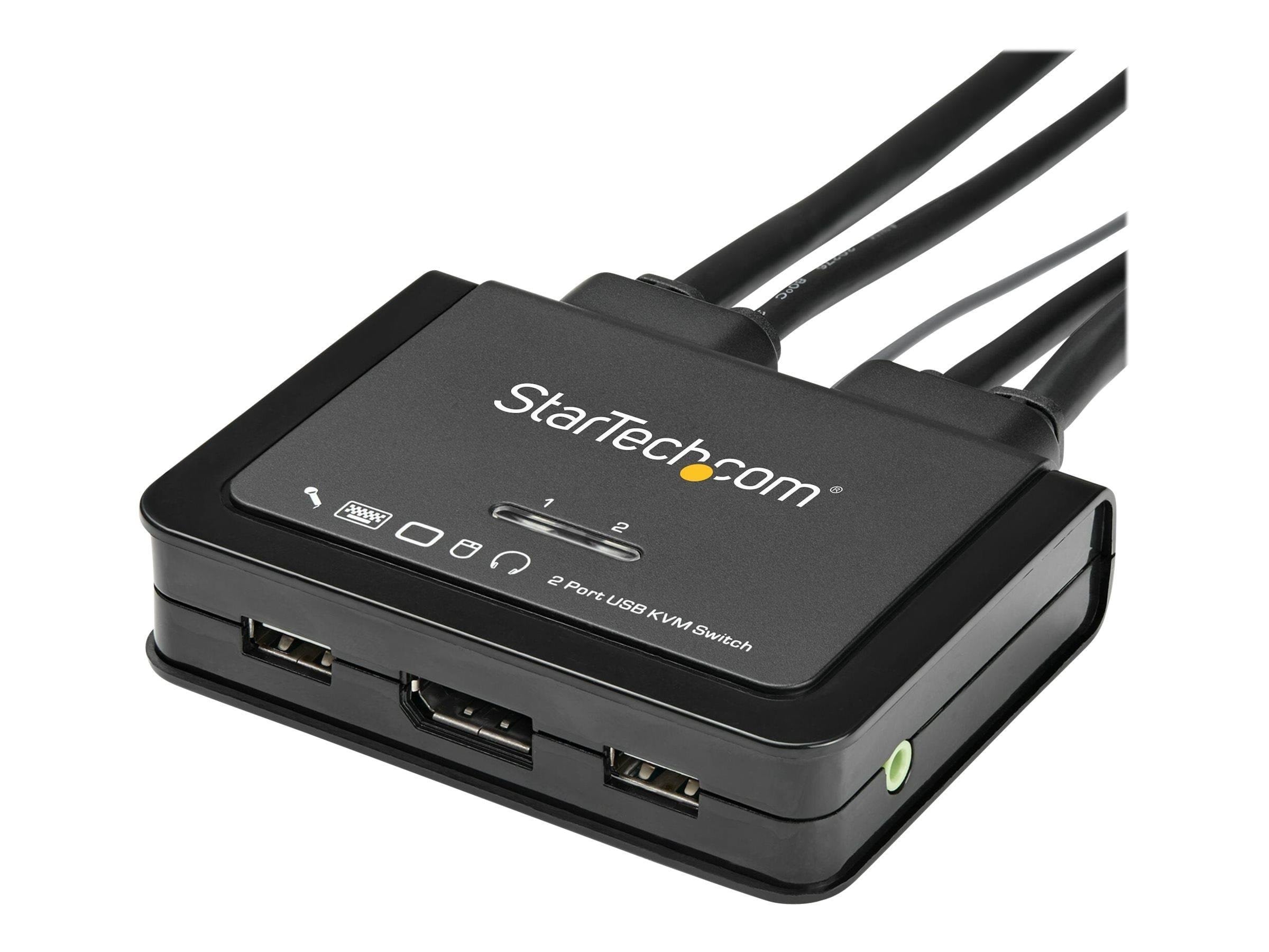 2 Port Usb 4k60hz Displayport Kvm Switch With Built-in Cables - Kvm / Audio Switch - 2 Ports - Kvm Switches