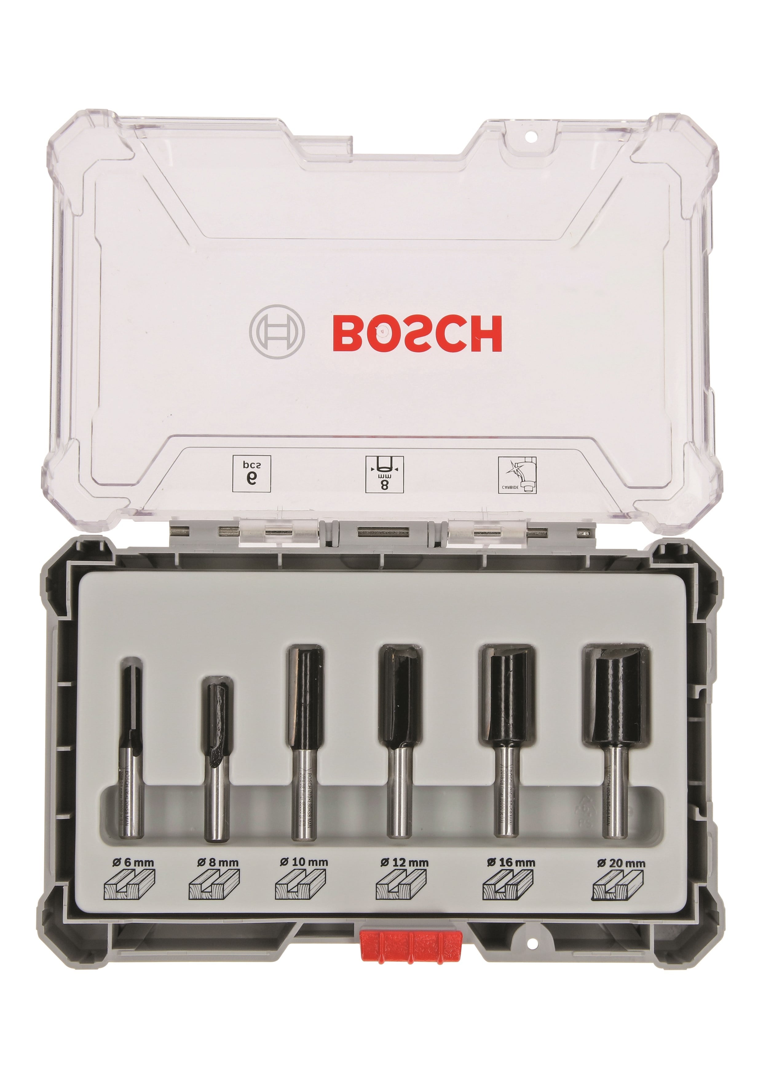 Bosch Bosc Fräsersatz 6 Pcs Straight 8mm Shank | 2607017 - Bohrer Bits 2607017466