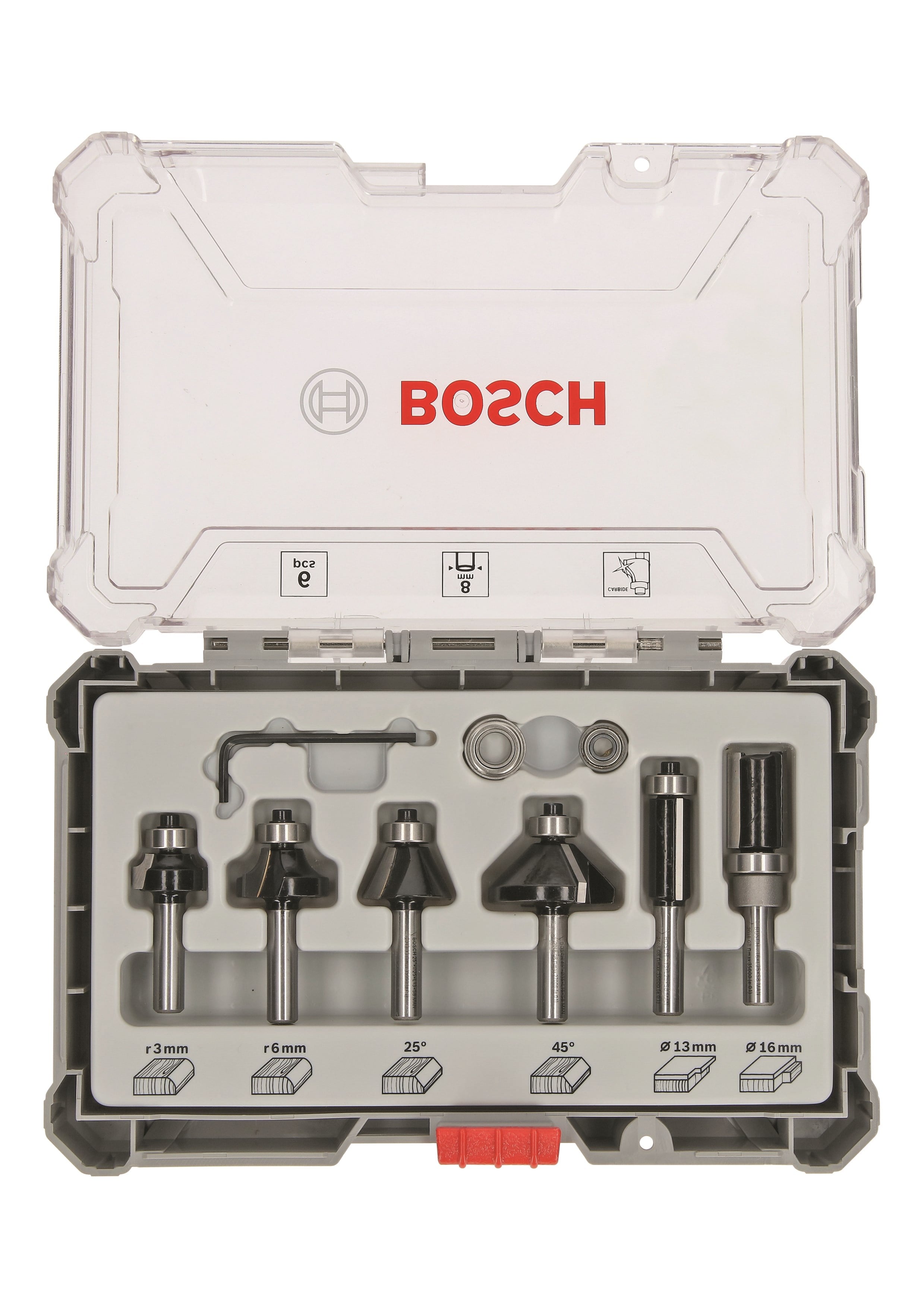 Bosch Bosc Fräsersatz 6 Pcs Trim&Edging 8mm | 2607017469 - Haus Garten