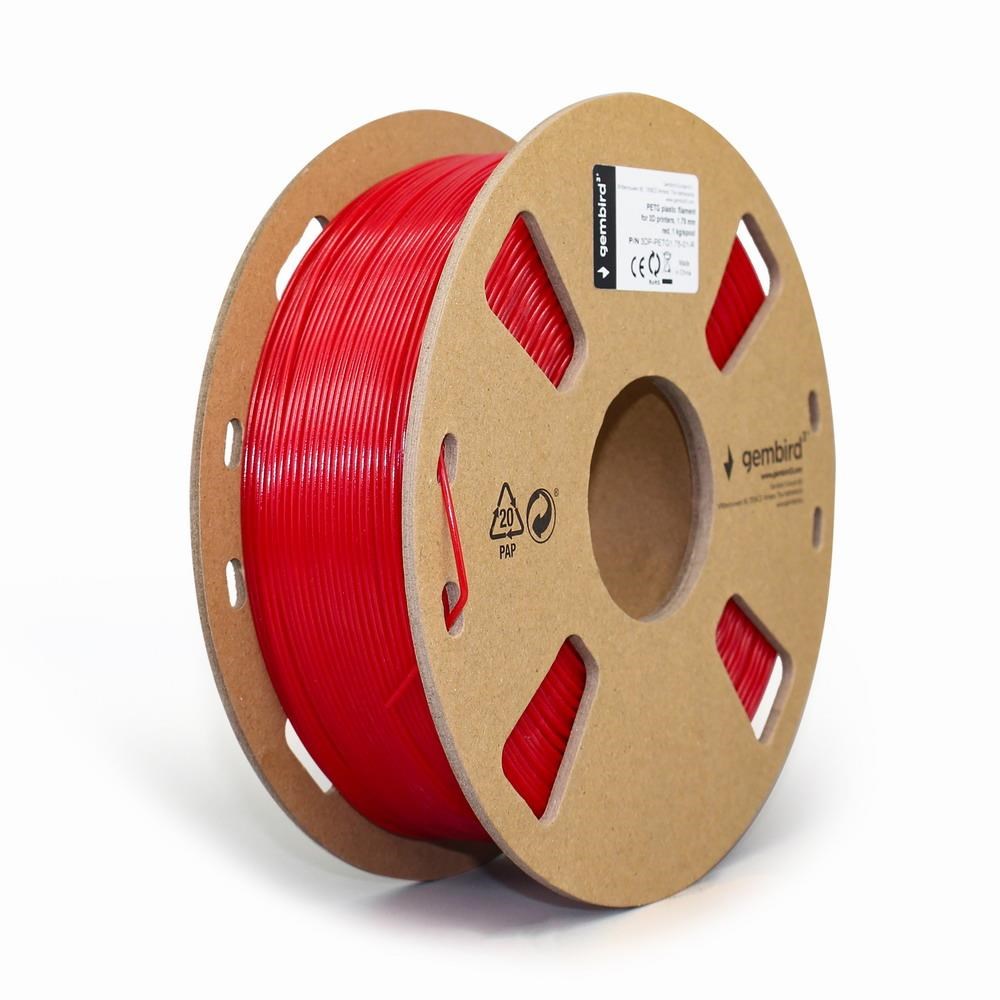 Gembird Petg (Pet, Pett) Filament - Rot - 1.75mm ø - 1 kg - Filament 3D Drucker 3dp-petg1.75-01-r