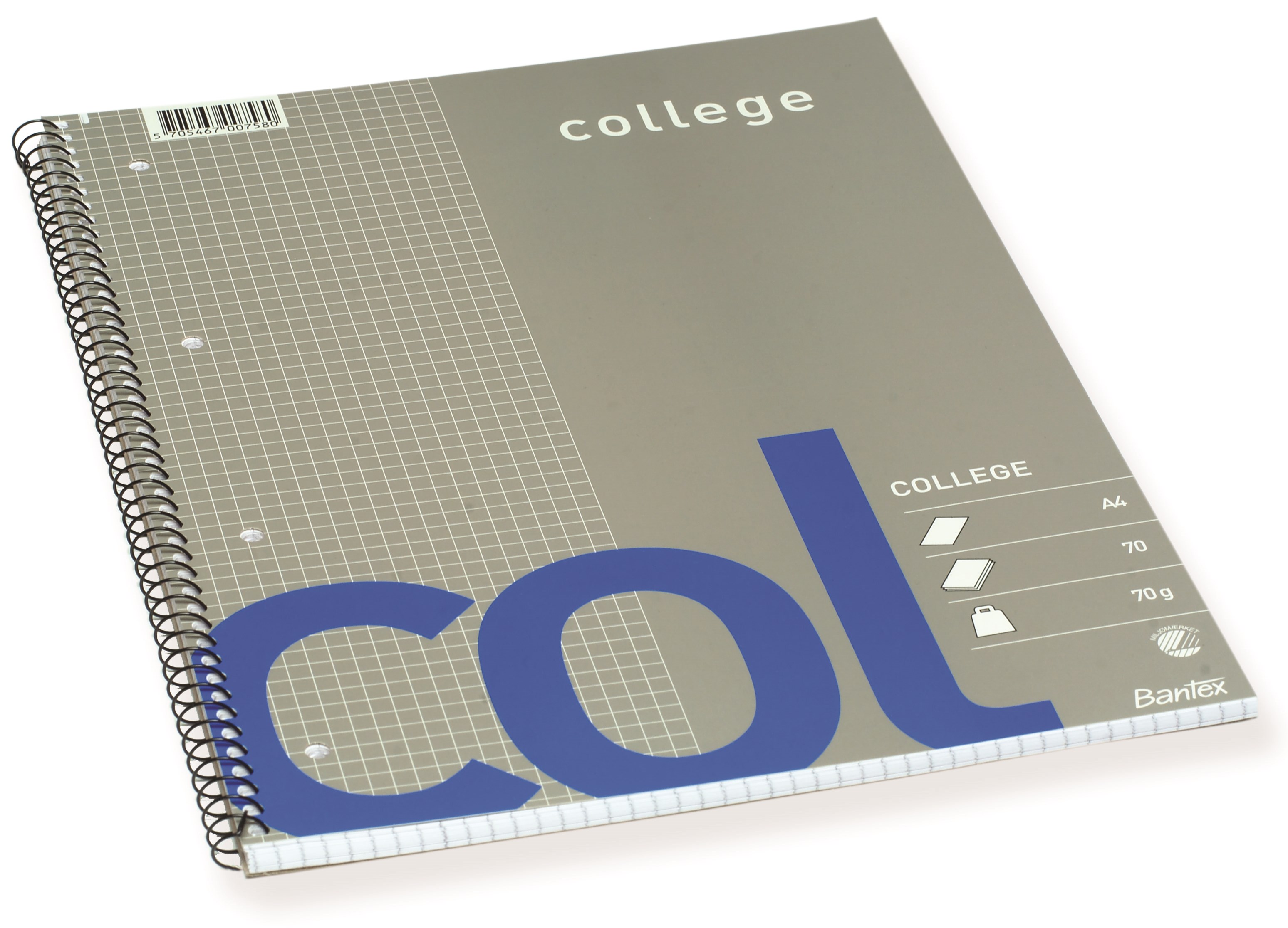 Bantex Col College Pad Squared Punched Holes A4 - Bloecke Formulare Und Notizbuecher