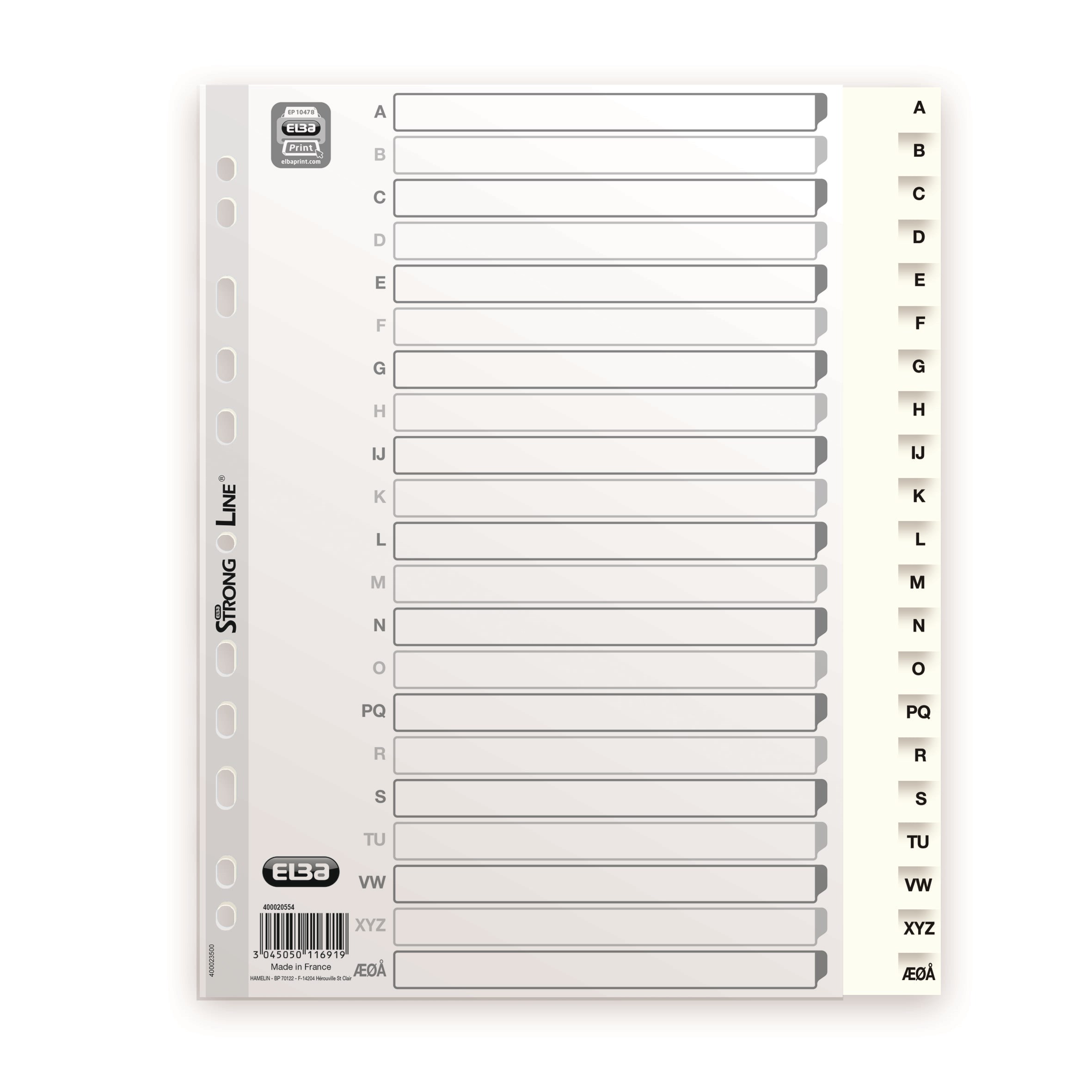 Oxford Strongline Index A-å A4+ Pp 0.12 White - Taschen Umschlaege Und Register 400020554