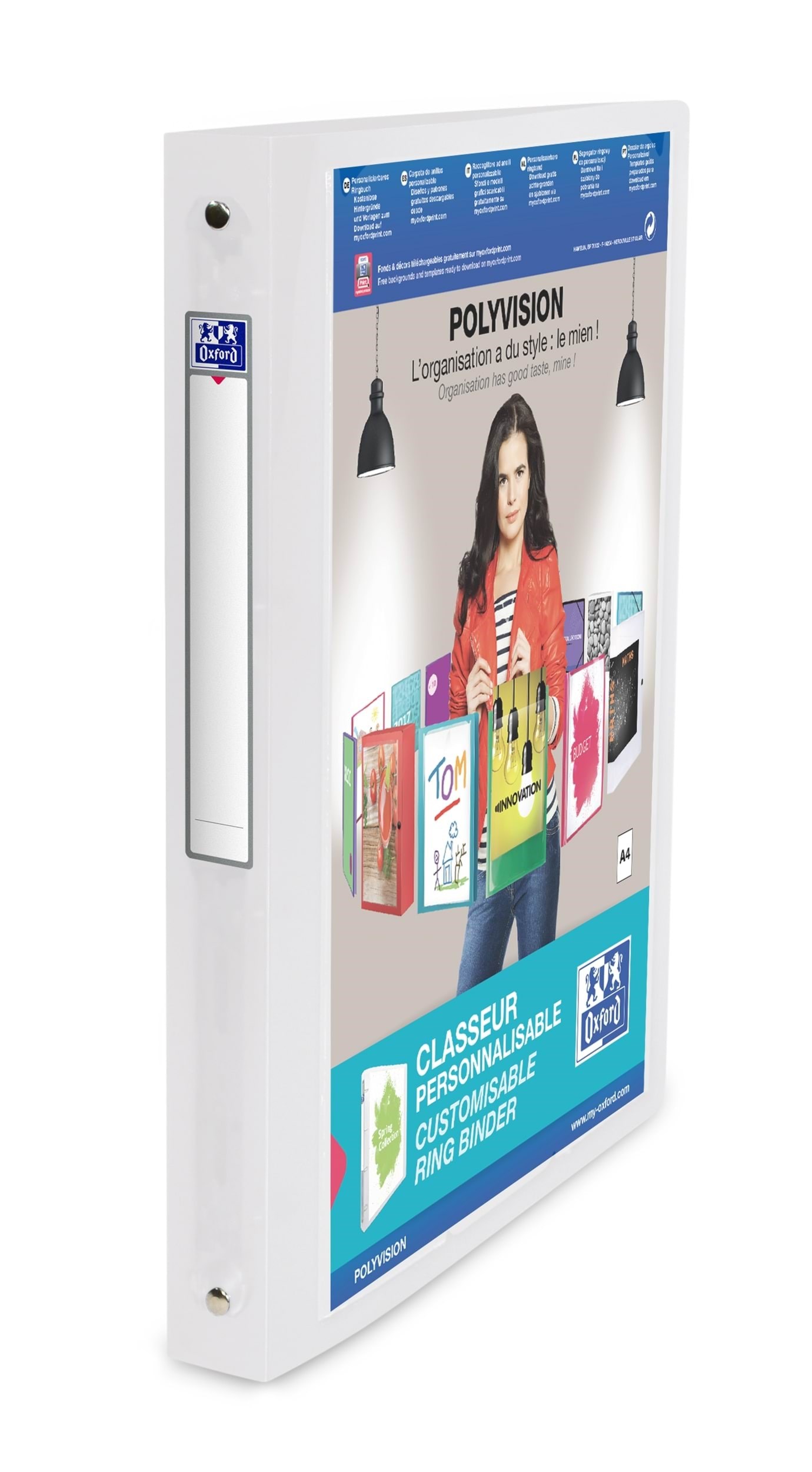 Oxford Ring Binder Polyvision A4 30mm Spine 4 Rings Translucent Clear - Mappenund Clipboards