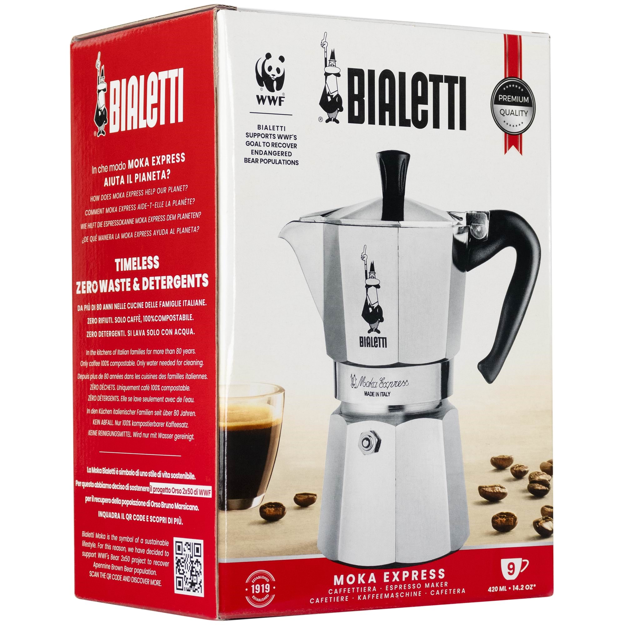 Bialetti Moka Express 9 Cups - Kaffeezubereitung Silber 0001165/x4