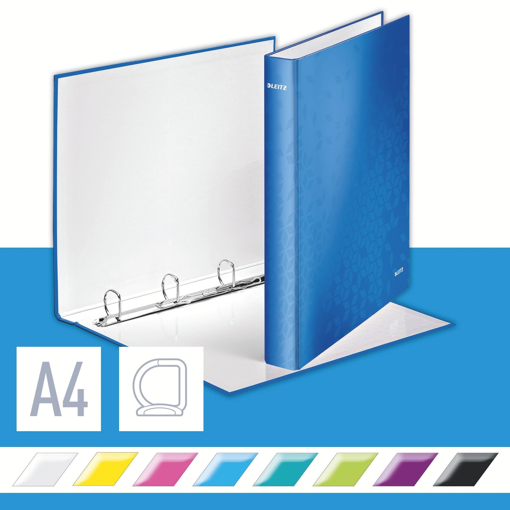 Leitz Ringbinder Wow Laminated A4+ 4dr/25mm Blue - Briefordner Und Ringmappen Blau 42420036