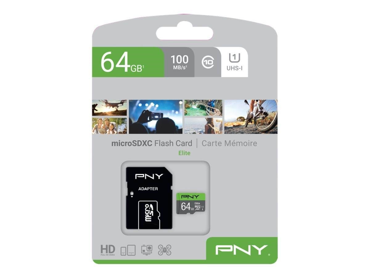 Pny Elite Microsd/sd - 100mb/s - 64gb - Speicherkarten P-sdux64u185gw-ge