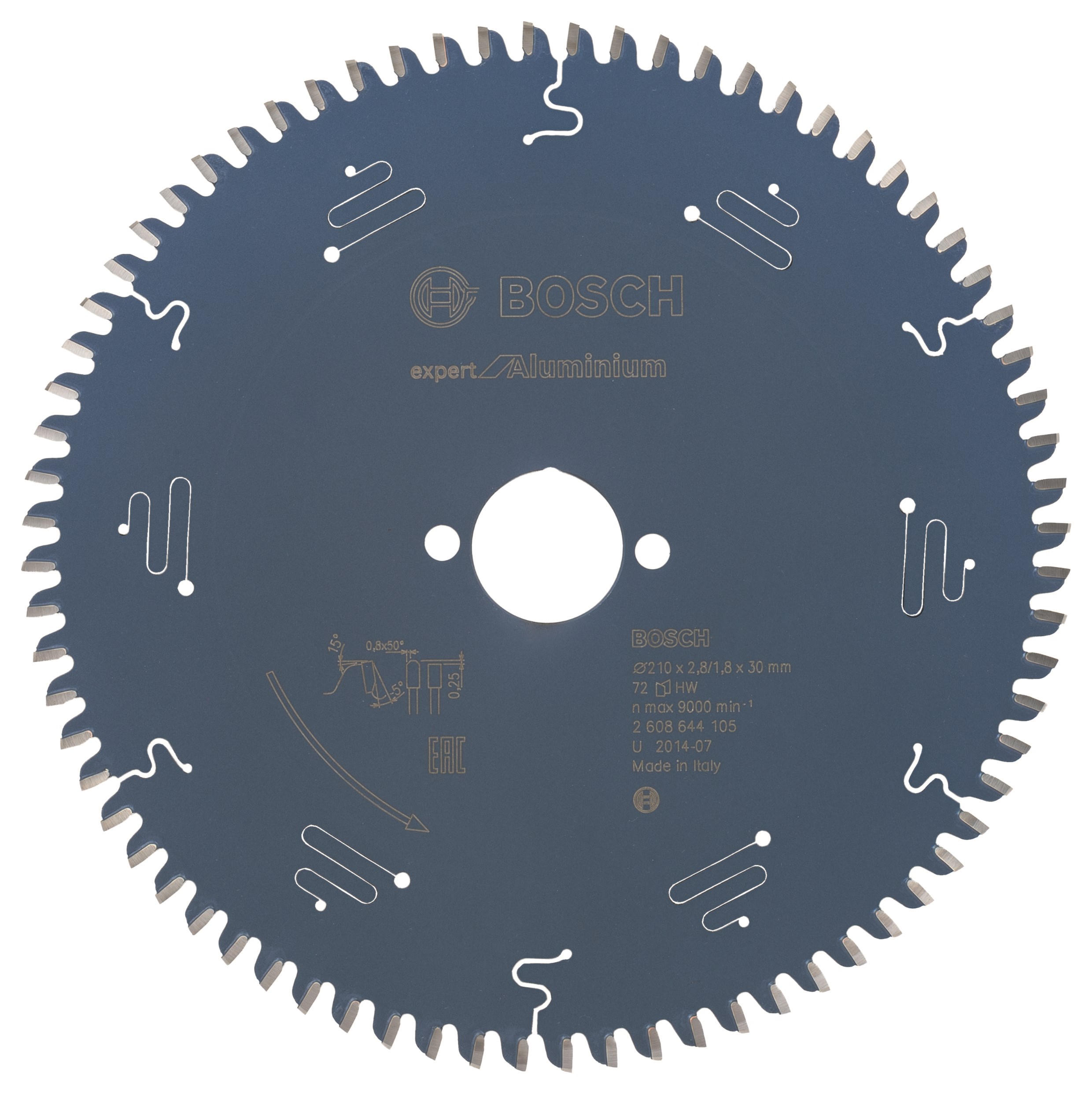 Bosch Rundsavklinge 210x30x2.8mm 72t Exp Alu - Handkreissaege 2608644105
