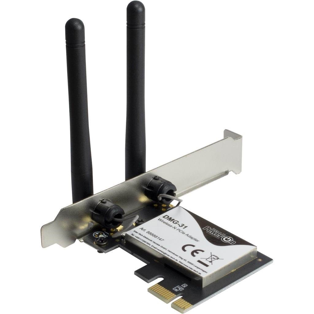 Inter-tech Dmg-31 Wi-fi 4 Pcie Adapter - 300 Mbps - Netzwerkadapter Netzkarte Druckserver Usw