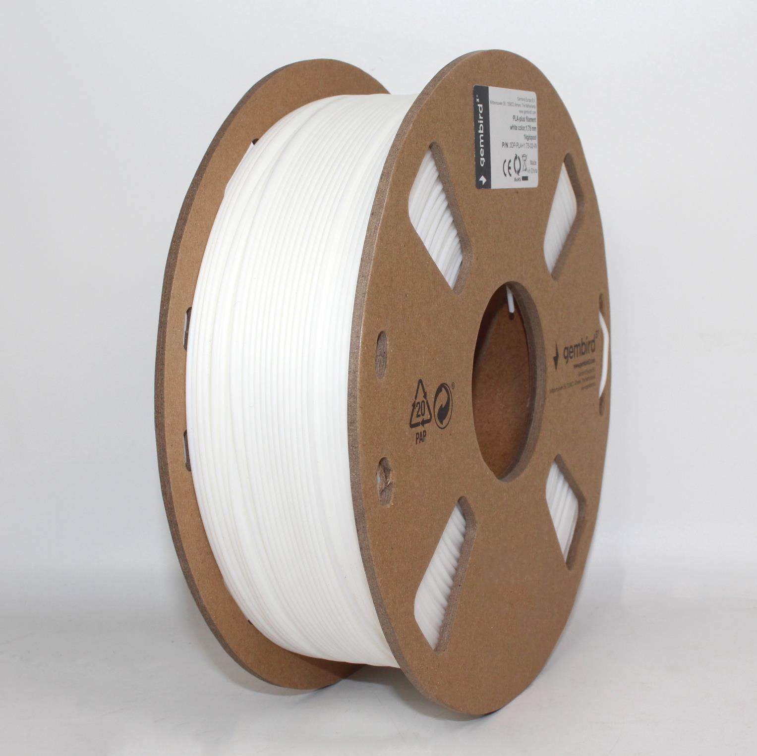Gembird Pla+ Filament - White - 1.75mm ø - 1 kg - Filament 3D Drucker 3dp-pla+1.75-02-w