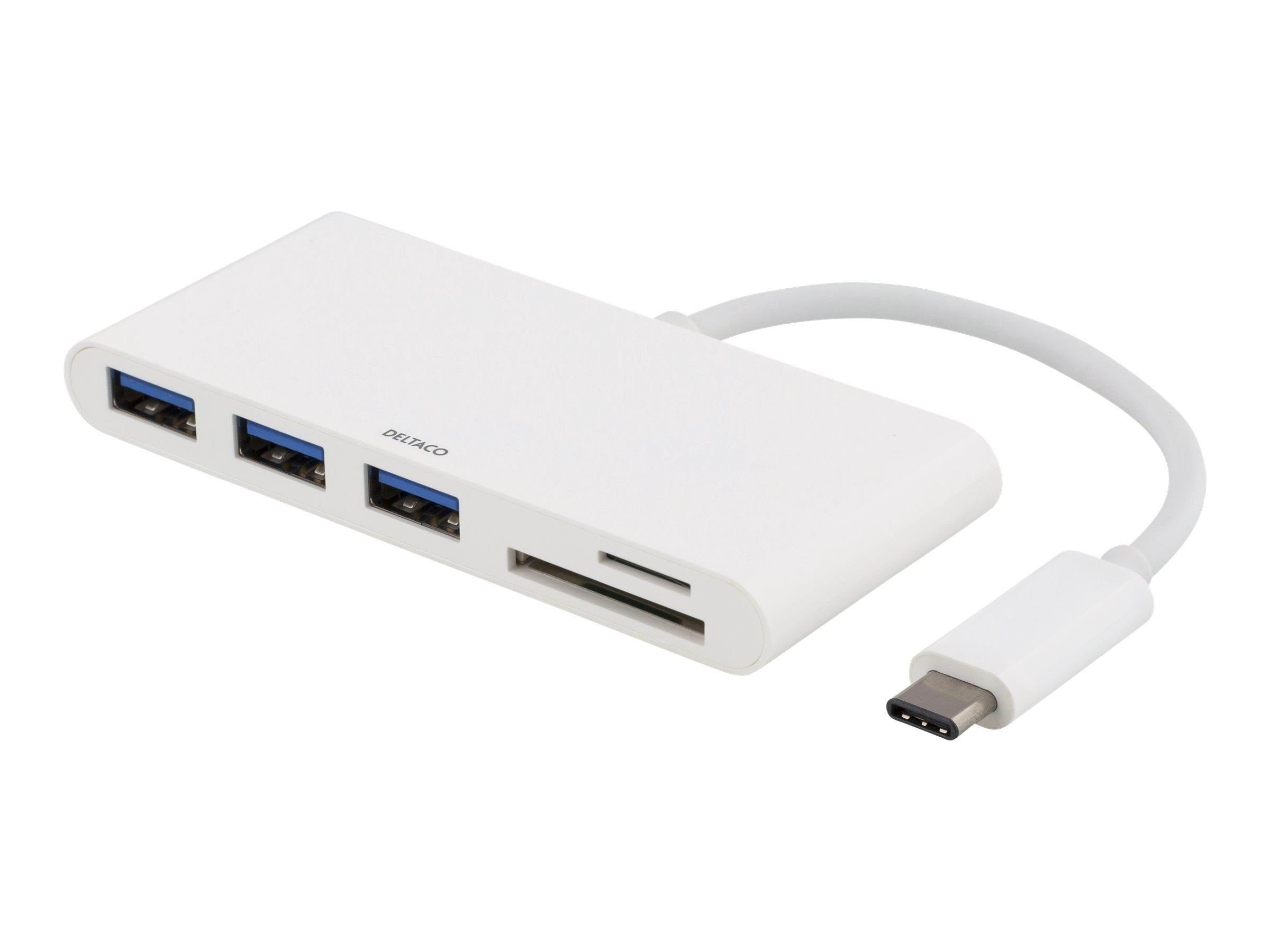 Deltaco Usb 3.1 Gen 1 Hub Usb-c 3usb A Sd/micro Usb-hubs - 3 - Weiß - Usb Hubs